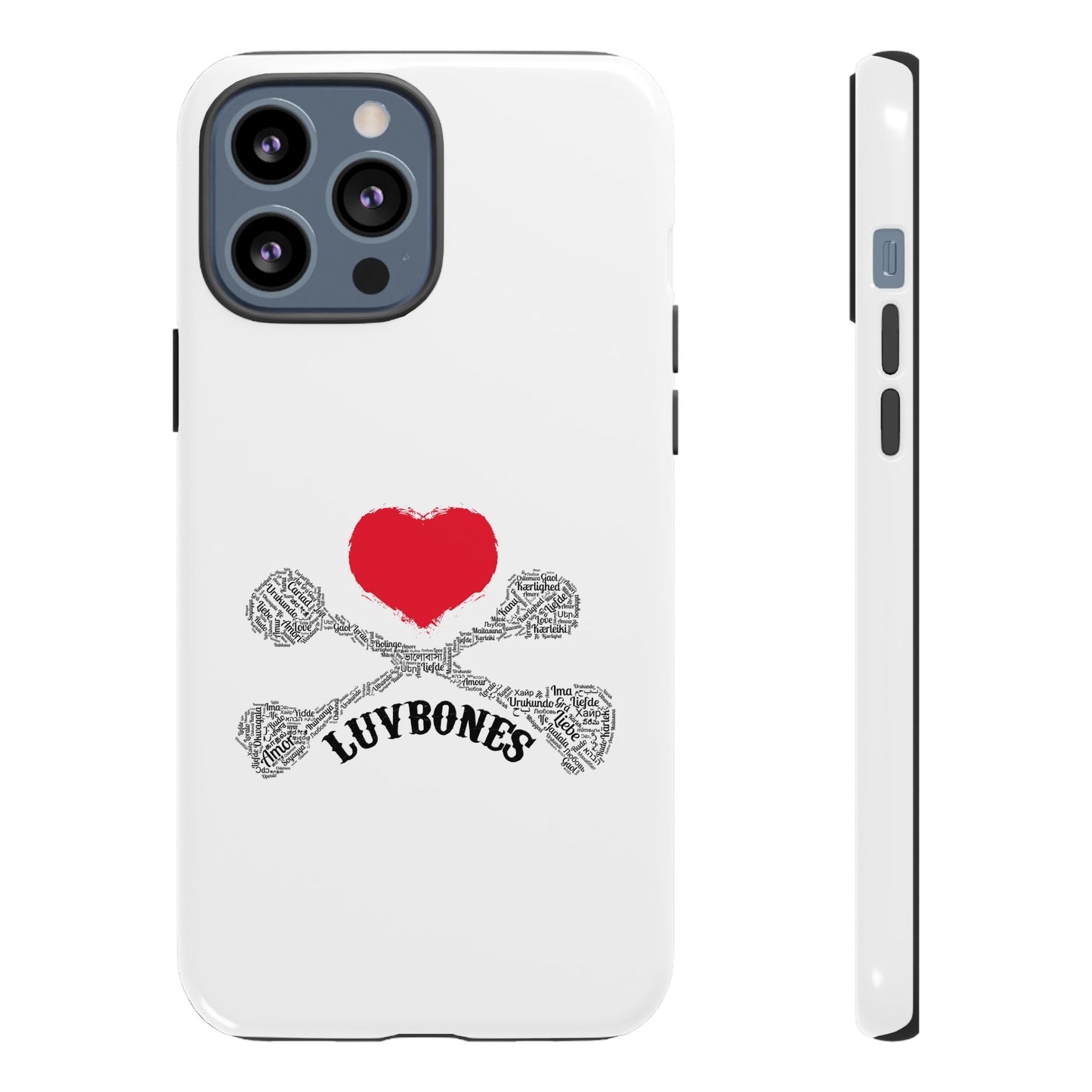 Luvbones - Hearts & Crossbones Phone Case, Tough Cases, Unique Smartphone Accessory, Gift for Him or Her