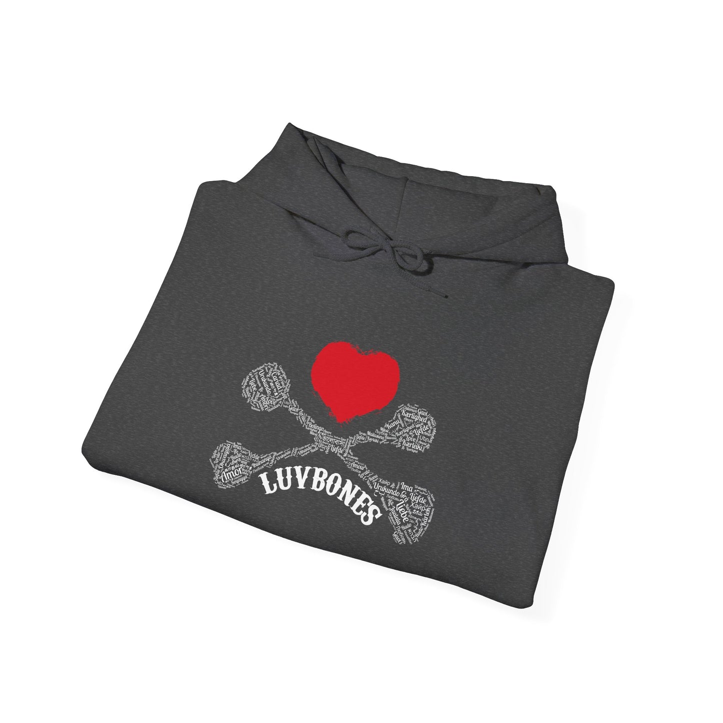 Luvbones - Hearts & Crossbones Unisex Hoodie, Graphic Sweatshirt for Couples, Valentine's Day Gift, Streetwear Fashion, Cozy Layering