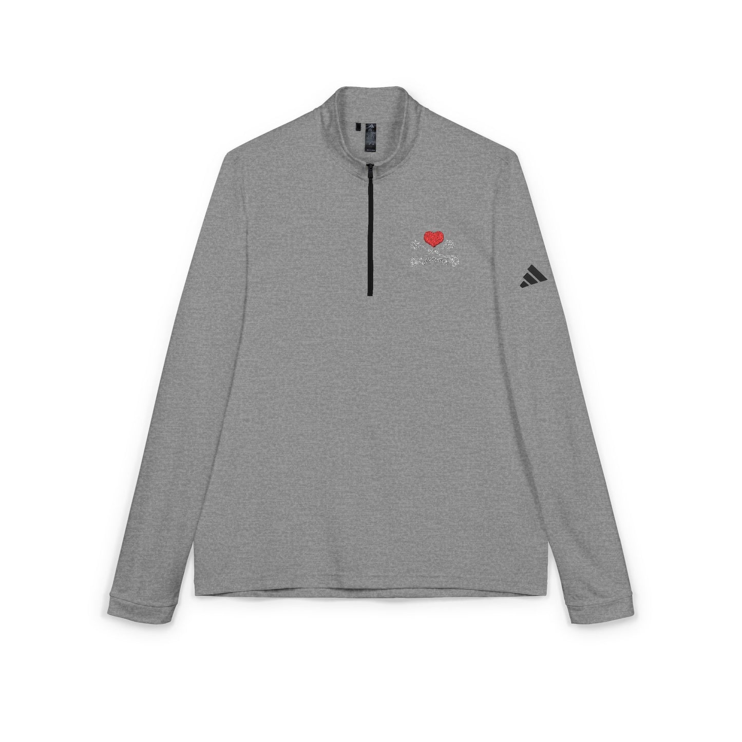 Luvbones - Hearts & Crossbones Quarter-Zip Pullover, Sporty Layering, Fitnesswear, Embroidered Apparel, Activewear Gift