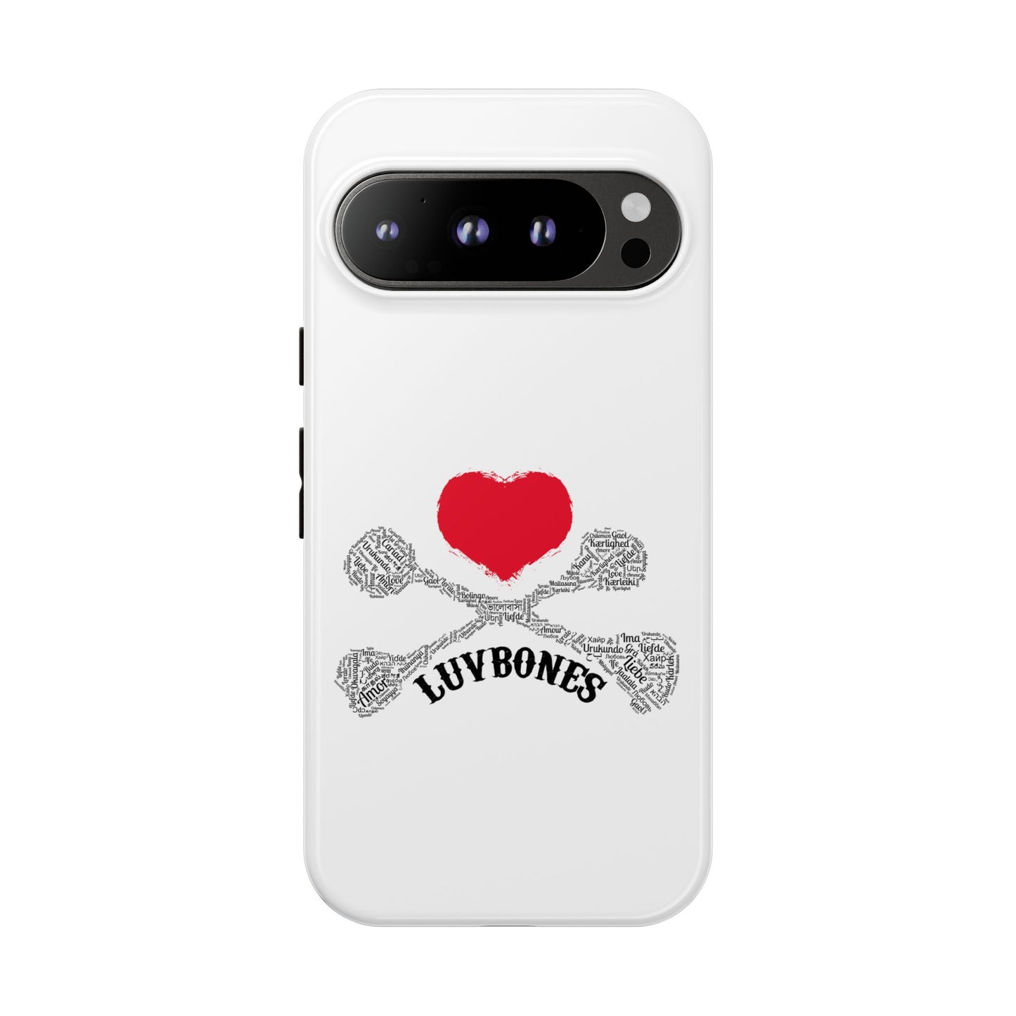Luvbones - Hearts & Crossbones Phone Case, Tough Cases, Unique Smartphone Accessory, Gift for Him or Her