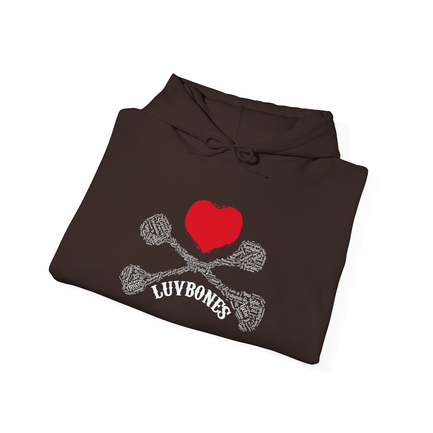 Luvbones - Hearts & Crossbones Unisex Hoodie, Graphic Sweatshirt for Couples, Valentine's Day Gift, Streetwear Fashion, Cozy Layering
