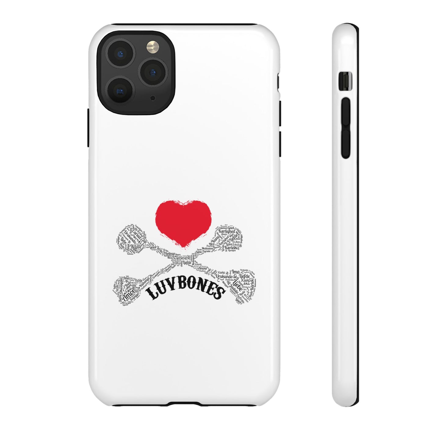 Luvbones - Hearts & Crossbones Phone Case, Tough Cases, Unique Smartphone Accessory, Gift for Him or Her