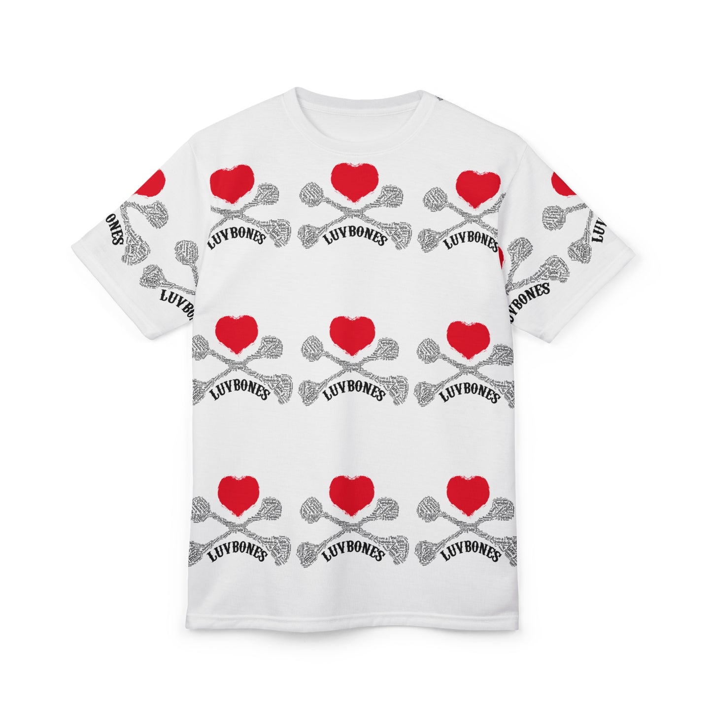 Luvbones - Hearts & Crossbones Unisex Tee, Cute Gift, Valentine's Day Apparel, Casual Wear