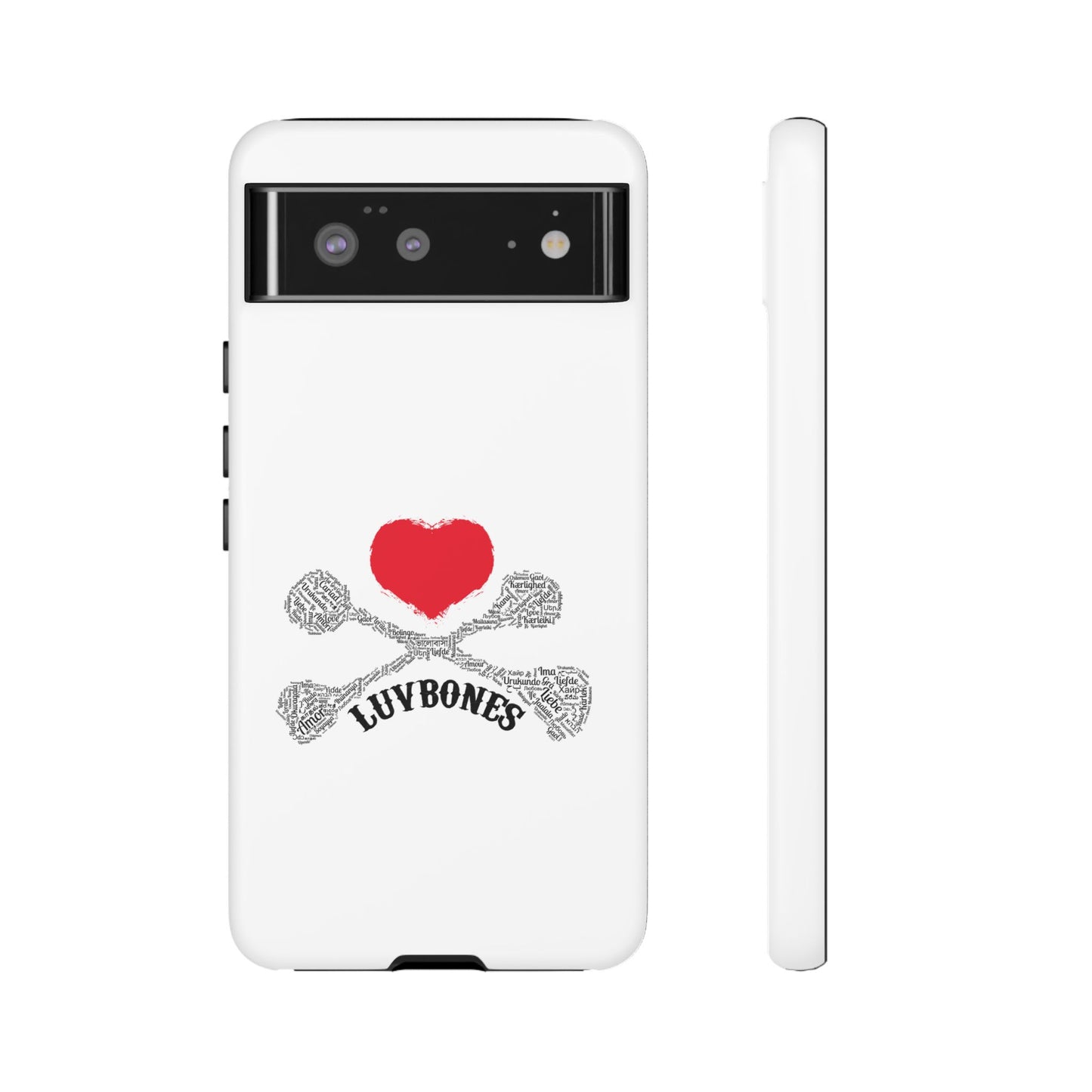 Luvbones - Hearts & Crossbones Phone Case, Tough Cases, Unique Smartphone Accessory, Gift for Him or Her