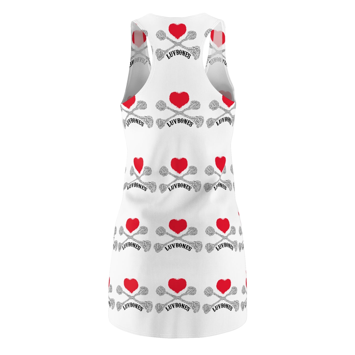 Luvbones - Hearts & Crossbones Racerback Dress, Stylish Summer Dress, Casual Dress, Gift for Her, Women's AOP Fashion
