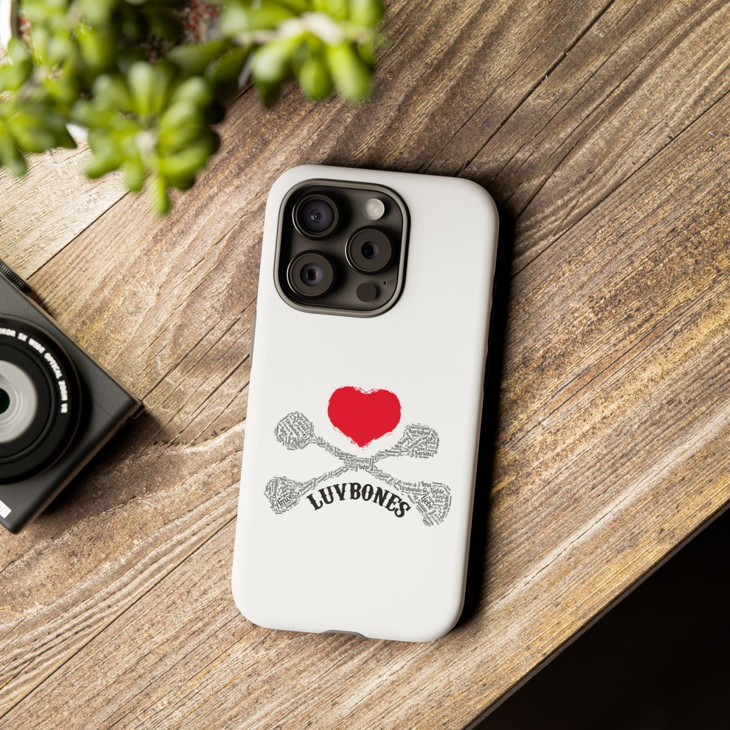 Luvbones - Hearts & Crossbones Phone Case, Tough Cases, Unique Smartphone Accessory, Gift for Him or Her
