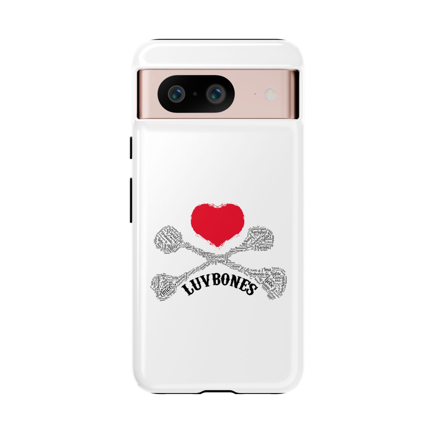 Luvbones - Hearts & Crossbones Phone Case, Tough Cases, Unique Smartphone Accessory, Gift for Him or Her