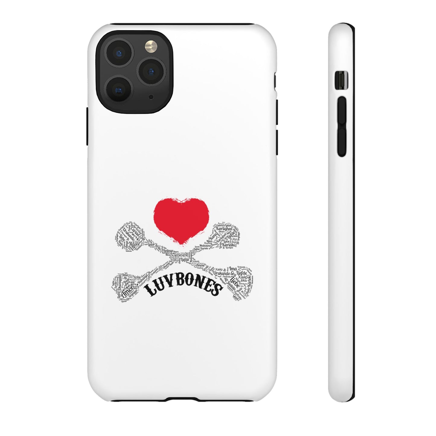 Luvbones - Hearts & Crossbones Phone Case, Tough Cases, Unique Smartphone Accessory, Gift for Him or Her