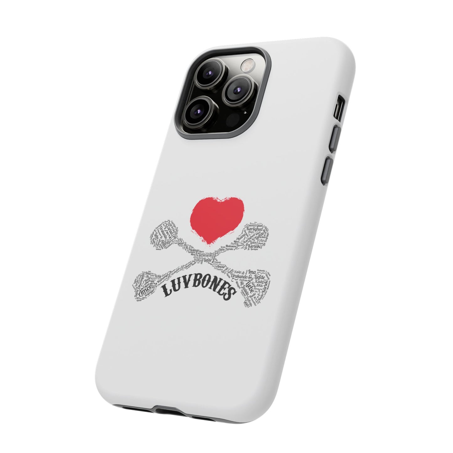 Luvbones - Hearts & Crossbones Phone Case, Tough Cases, Unique Smartphone Accessory, Gift for Him or Her
