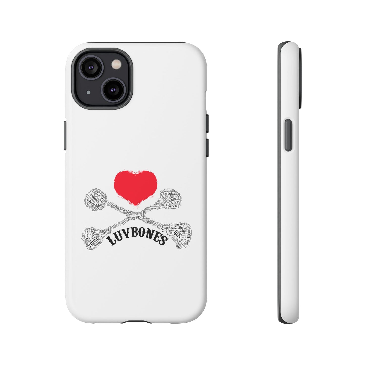 Luvbones - Hearts & Crossbones Phone Case, Tough Cases, Unique Smartphone Accessory, Gift for Him or Her
