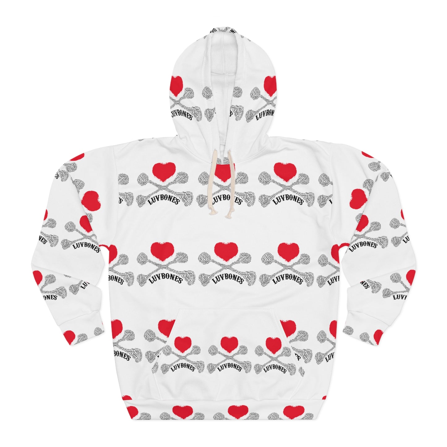 Luvbones - Hearts & Crossbones Unisex Pullover Hoodie, Valentine’s Gift, Cute Casual Wear, Stylish Hoodie, Everyday Comfort