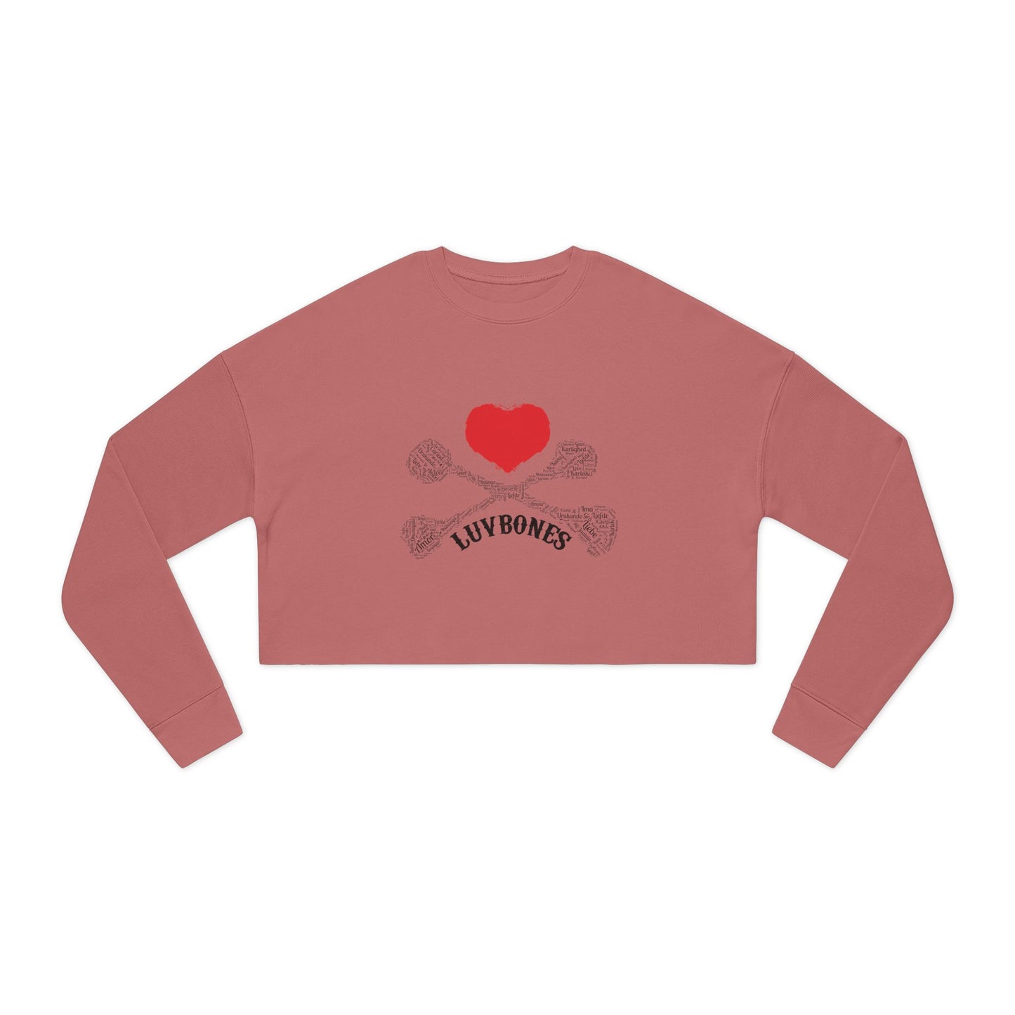 Luvbones - Hearts & Crossbones Cropped Sweatshirt Casual, Streetwear, Gift for Her, Trendy Apparel