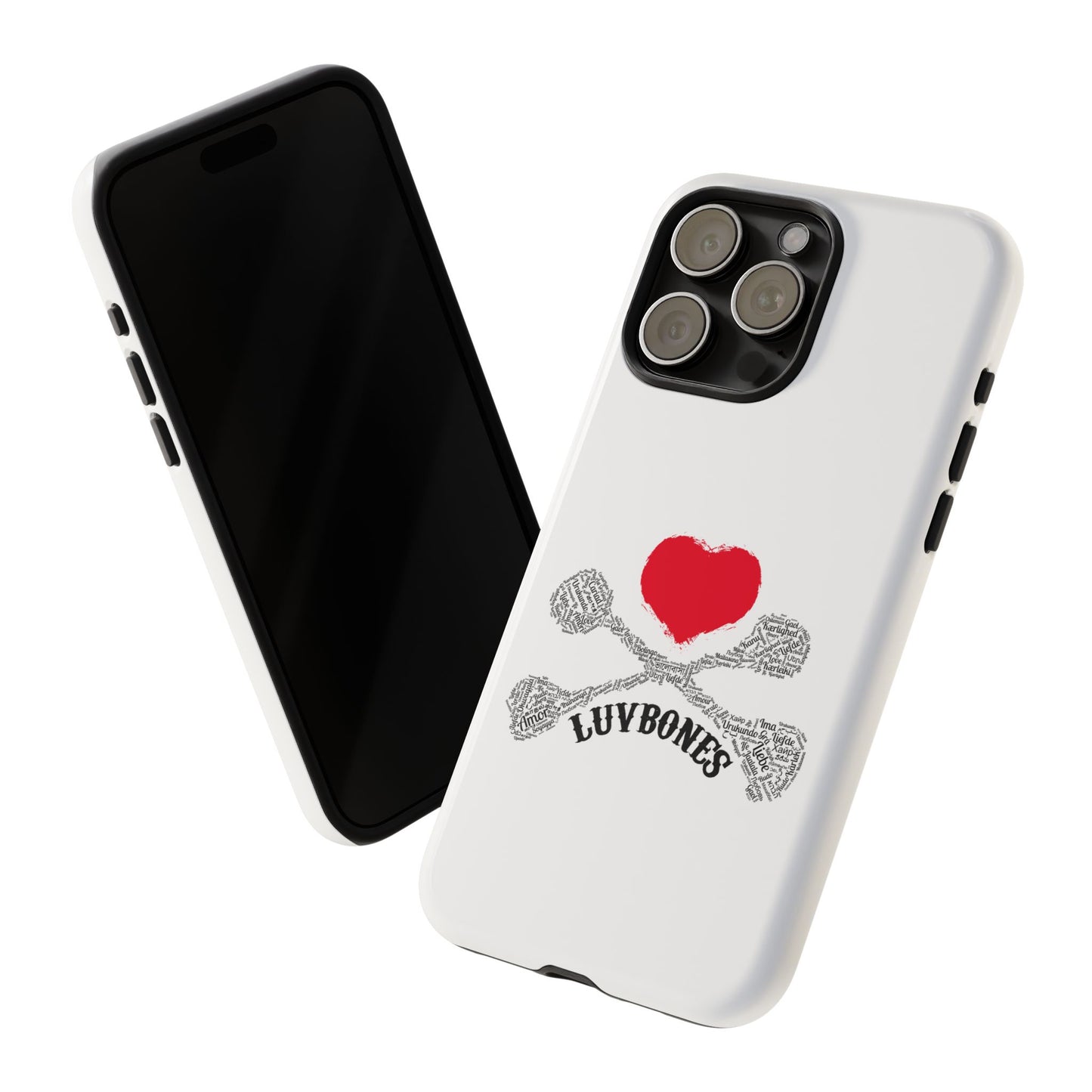 Luvbones - Hearts & Crossbones Phone Case, Tough Cases, Unique Smartphone Accessory, Gift for Him or Her