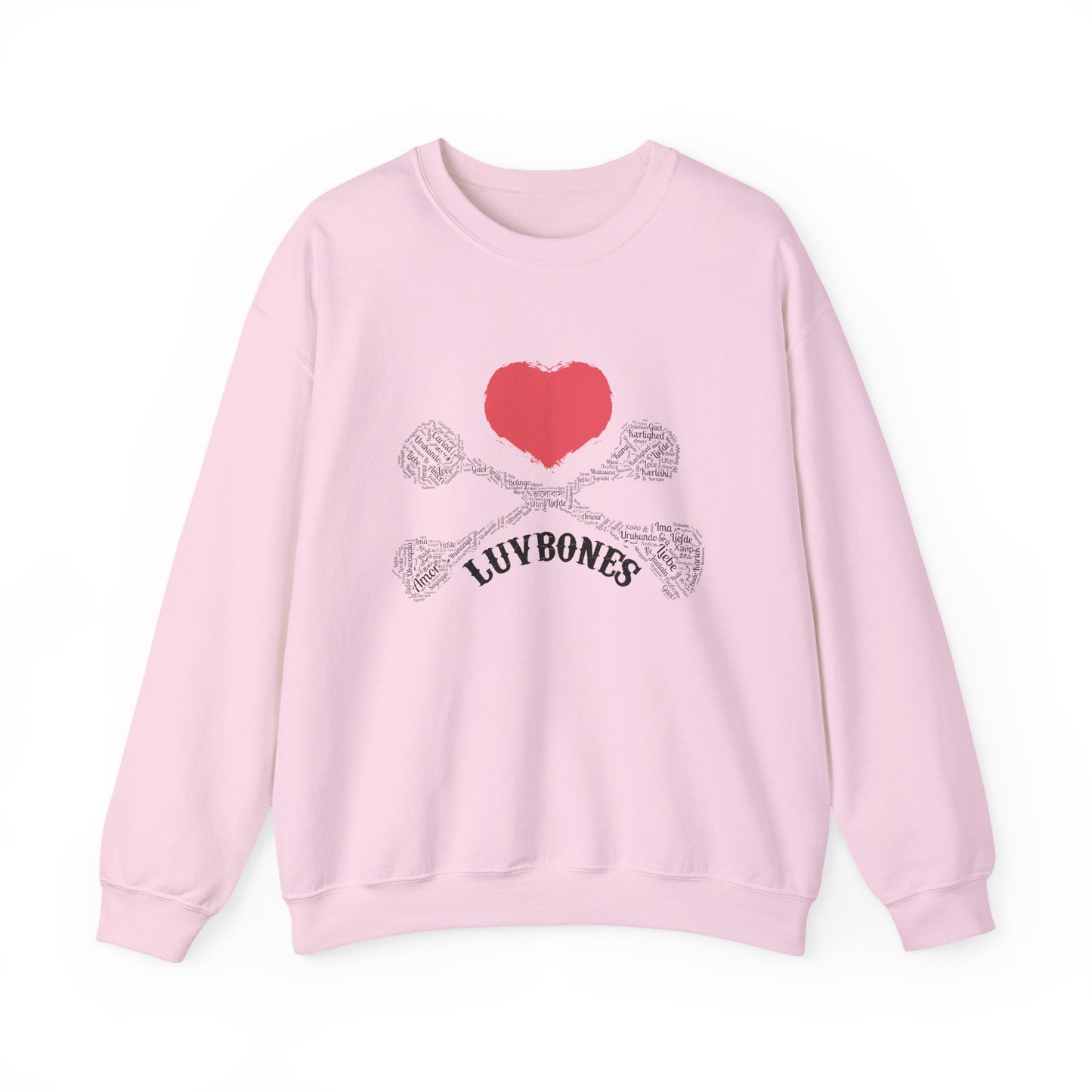 Luvbones - Hearts & Crossbones Sweatshirt, Cozy Unisex Crewneck, Valentine Gift, Edgy Sweatshirt for Him/Her, Casual Wear, Trendy Outfit