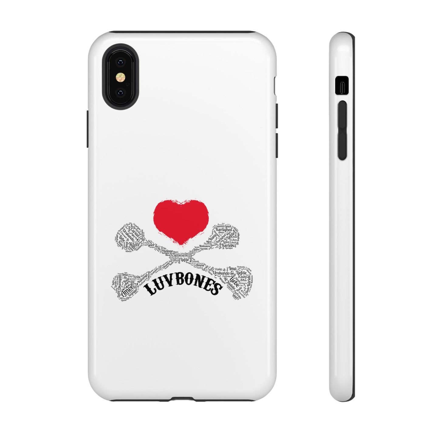 Luvbones - Hearts & Crossbones Phone Case, Tough Cases, Unique Smartphone Accessory, Gift for Him or Her