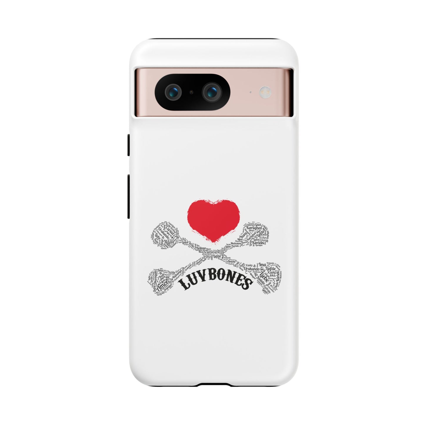Luvbones - Hearts & Crossbones Phone Case, Tough Cases, Unique Smartphone Accessory, Gift for Him or Her