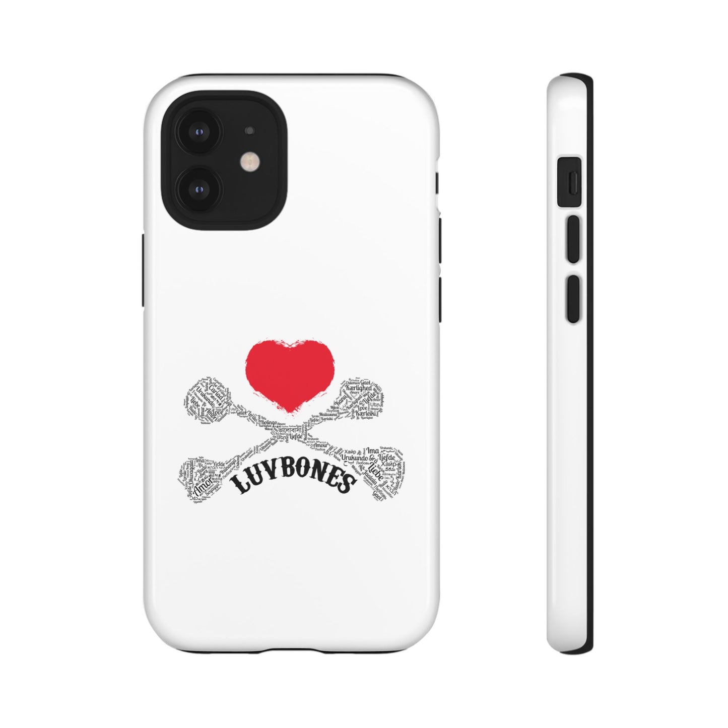 Luvbones - Hearts & Crossbones Phone Case, Tough Cases, Unique Smartphone Accessory, Gift for Him or Her