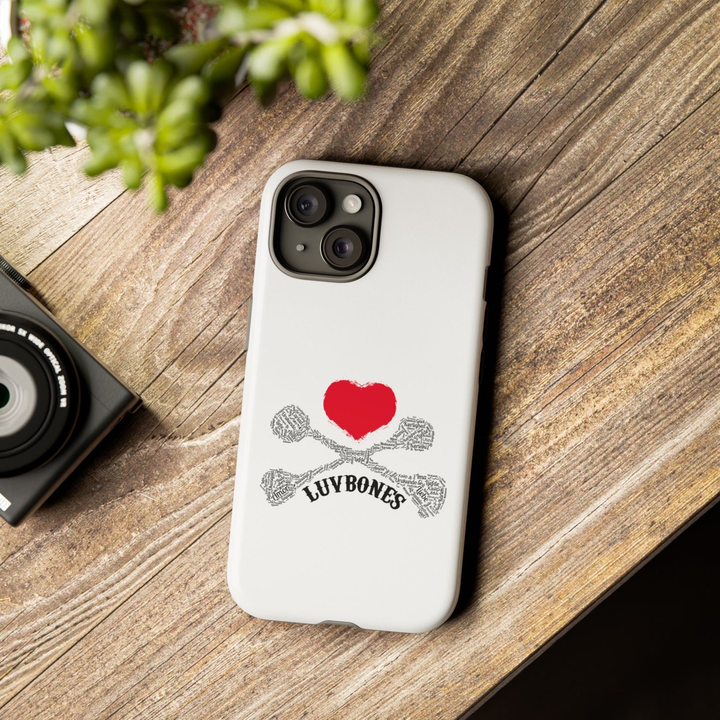 Luvbones - Hearts & Crossbones Phone Case, Tough Cases, Unique Smartphone Accessory, Gift for Him or Her