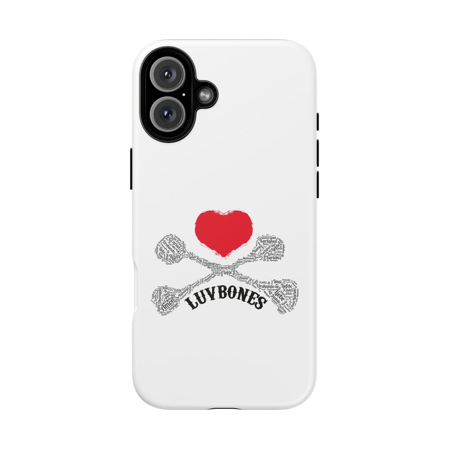 Luvbones - Hearts & Crossbones Phone Case, Tough Cases, Unique Smartphone Accessory, Gift for Him or Her