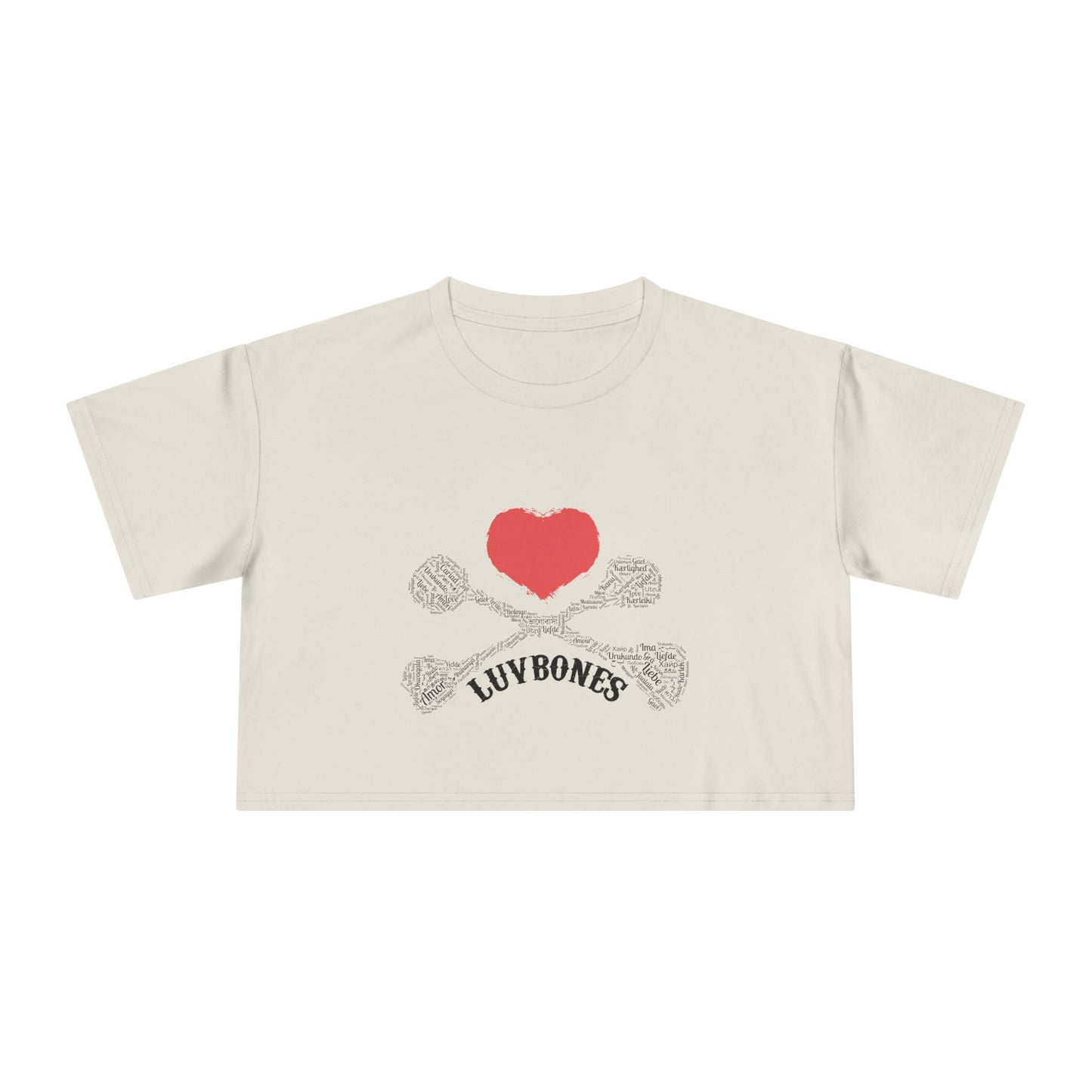 Luvbones - Hearts & Crossbones Women's Crop Tee - Trendy Summer Top, Casual Wardrobe Essential, Gift for Her, Valentine's Day