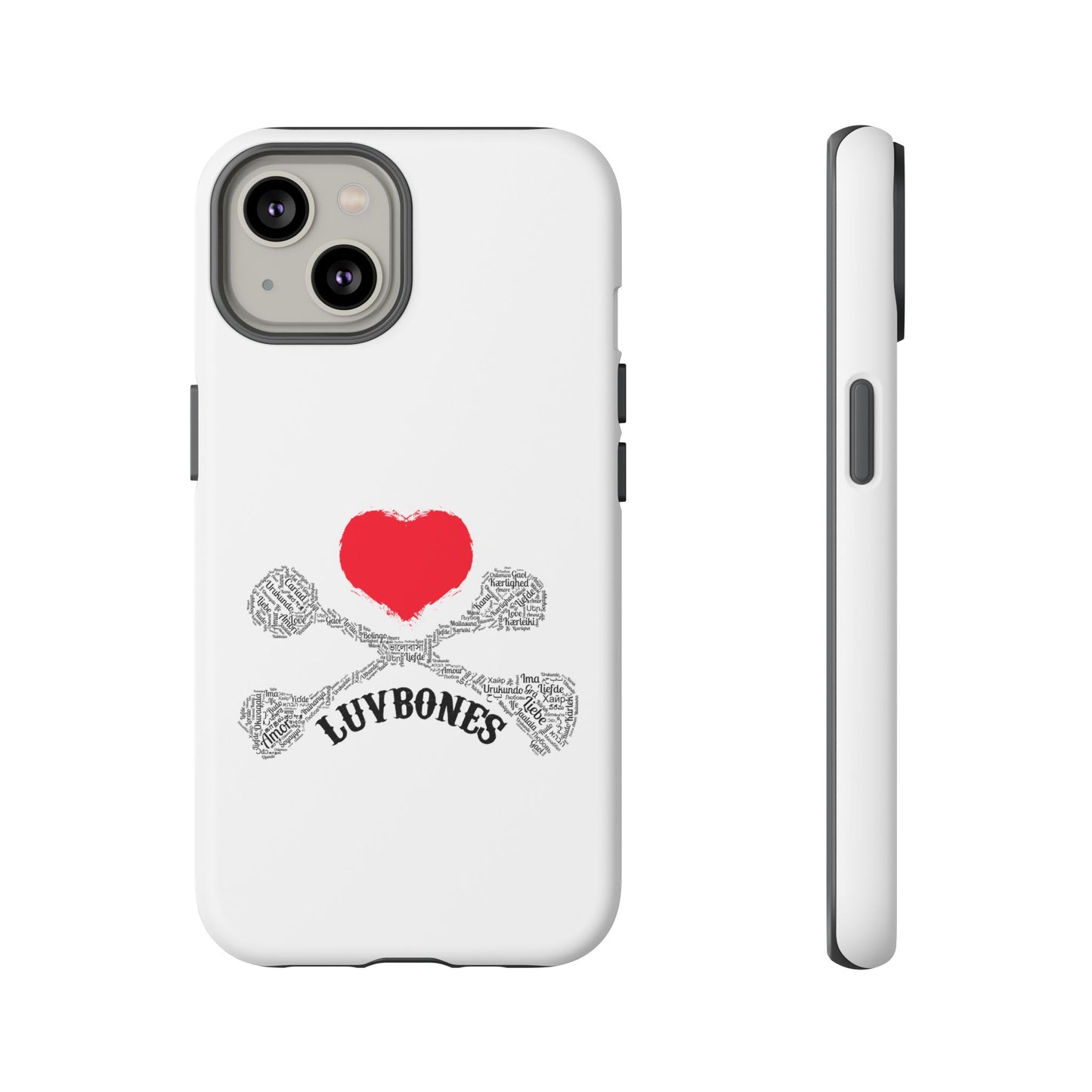 Luvbones - Hearts & Crossbones Phone Case, Tough Cases, Unique Smartphone Accessory, Gift for Him or Her