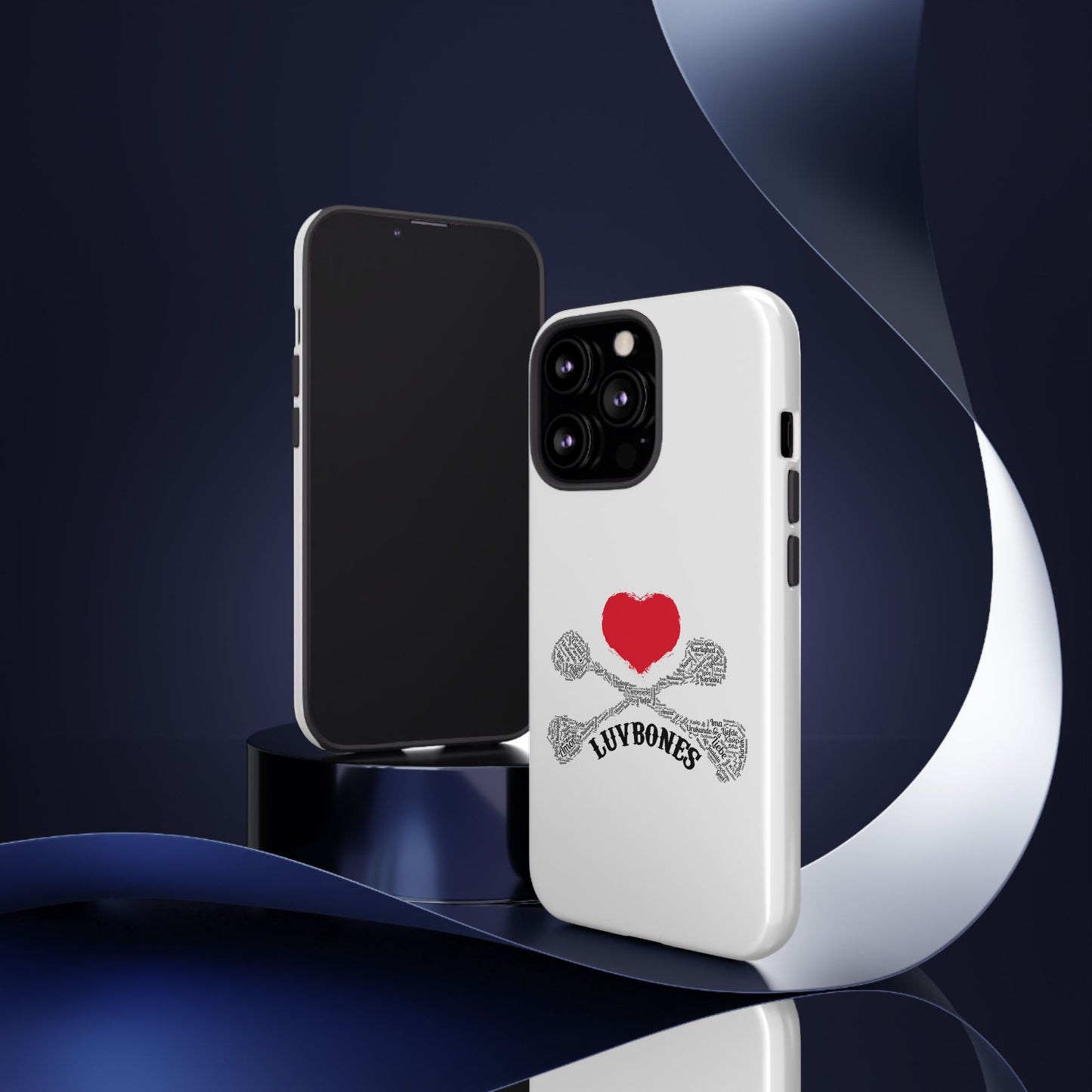 Luvbones - Hearts & Crossbones Phone Case, Tough Cases, Unique Smartphone Accessory, Gift for Him or Her
