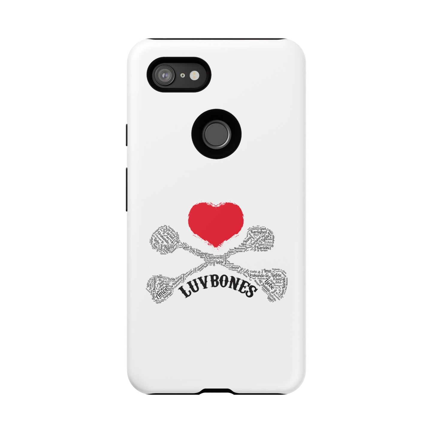 Luvbones - Hearts & Crossbones Phone Case, Tough Cases, Unique Smartphone Accessory, Gift for Him or Her