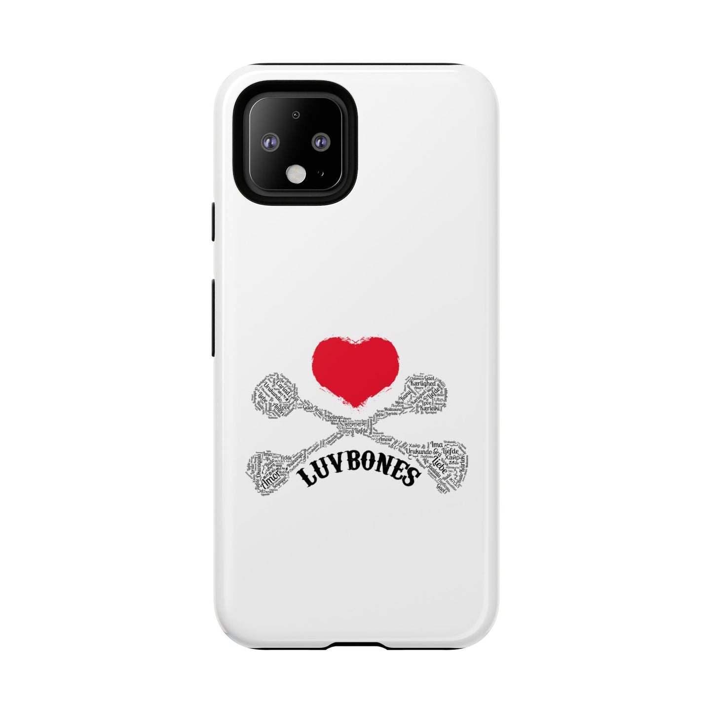 Luvbones - Hearts & Crossbones Phone Case, Tough Cases, Unique Smartphone Accessory, Gift for Him or Her
