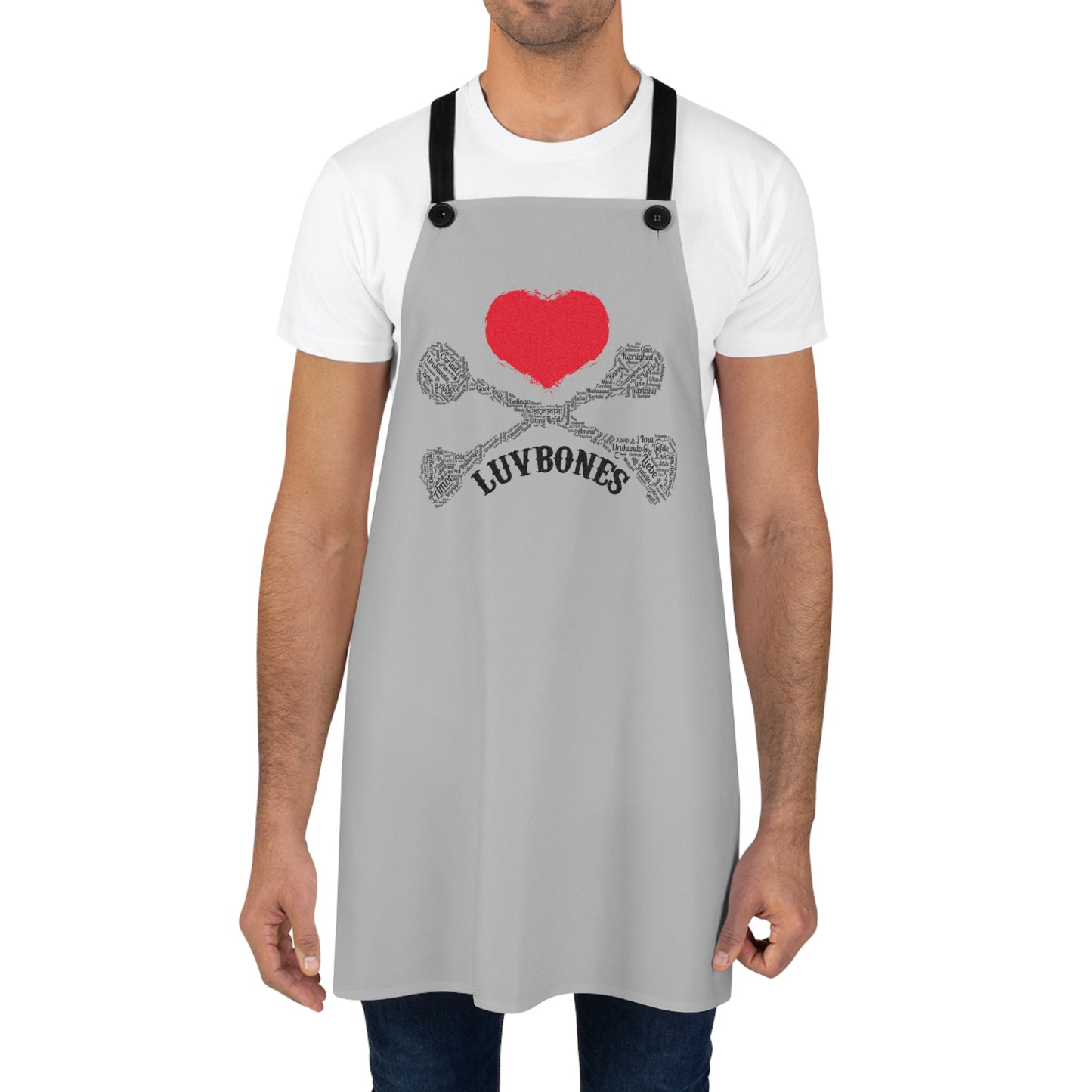 Luvbones - Hearts & Crossbones Apron, Cute Cooking Gift, Culinary Apron, Fun Kitchen Decor, Baking Lover's Gift