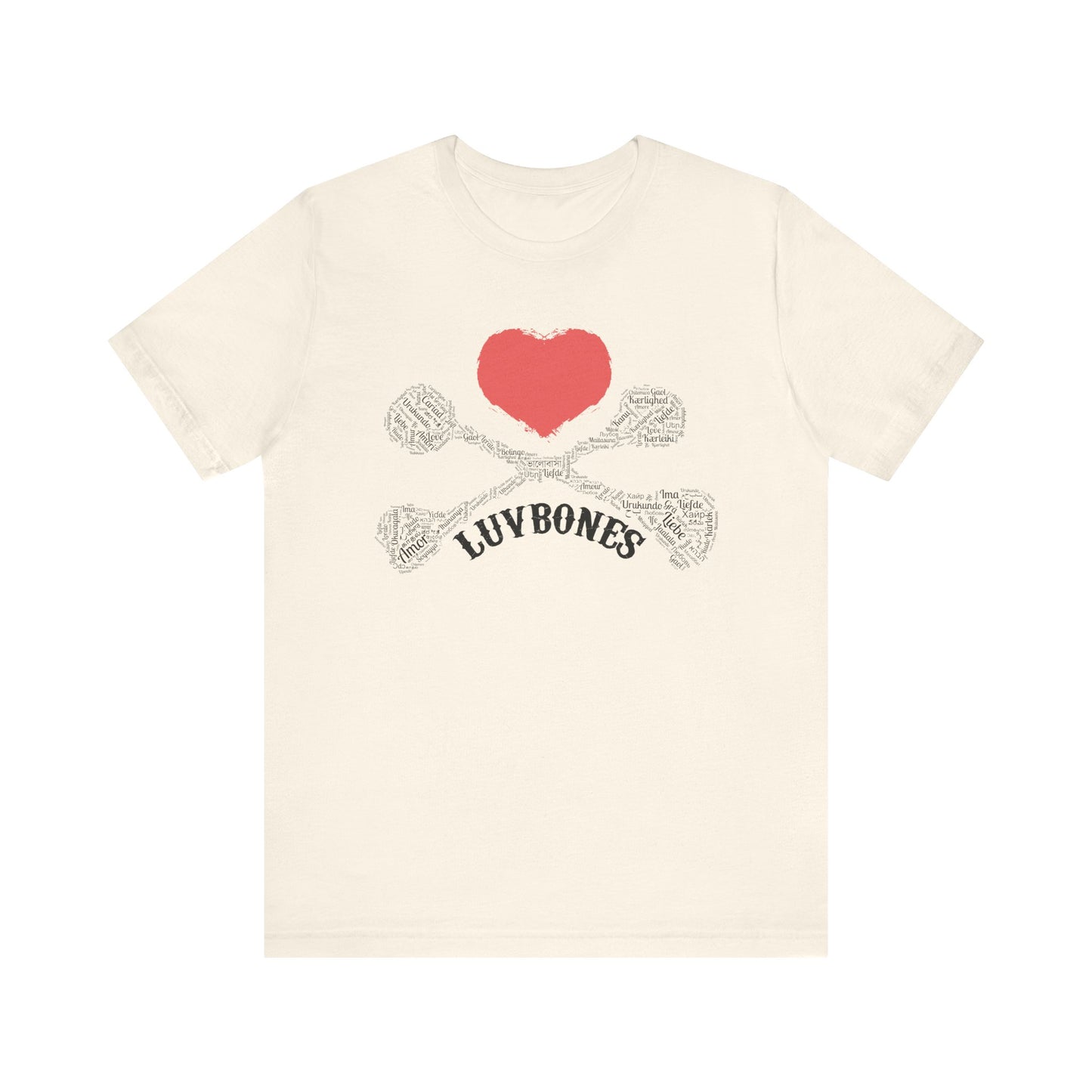 Luvbones - Hearts & Crossbones Unisex Tee, Graphic T-Shirt, Casual Wear, Music Lover Gift, Valentine's Day Shirt, Rock & Roll Style