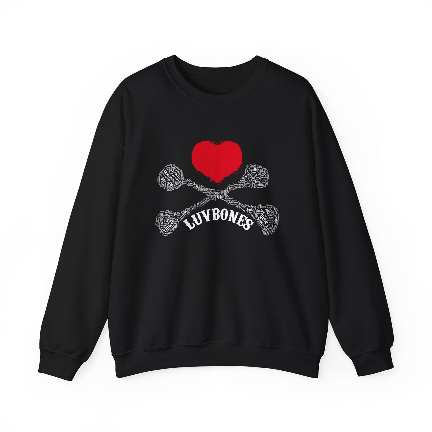 Luvbones - Hearts & Crossbones Sweatshirt, Cozy Unisex Crewneck, Valentine Gift, Edgy Sweatshirt for Him/Her, Casual Wear, Trendy Outfit