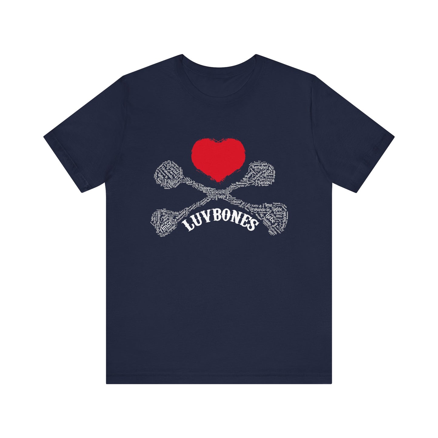 Luvbones - Hearts & Crossbones Unisex Tee, Graphic T-Shirt, Casual Wear, Music Lover Gift, Valentine's Day Shirt, Rock & Roll Style