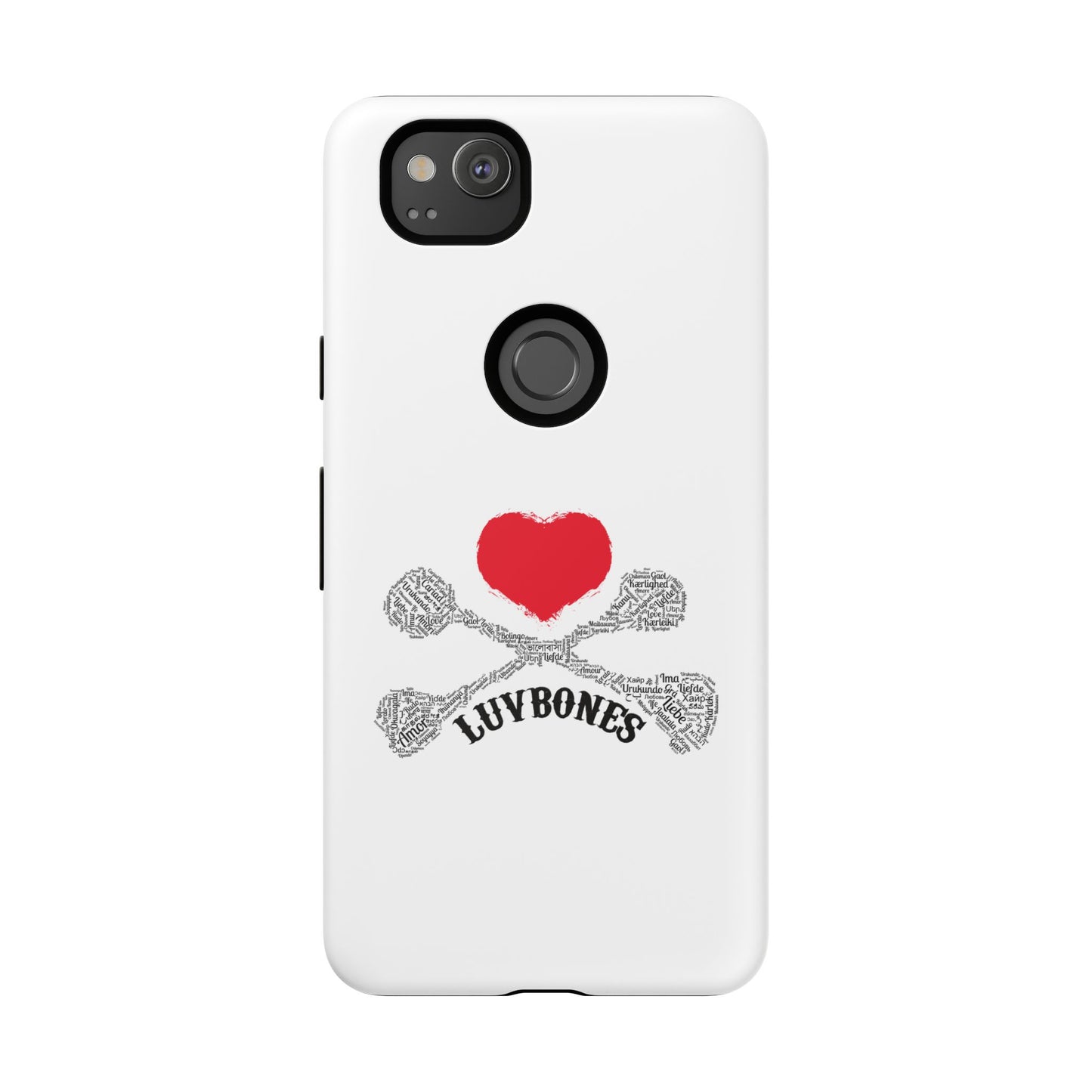 Luvbones - Hearts & Crossbones Phone Case, Tough Cases, Unique Smartphone Accessory, Gift for Him or Her