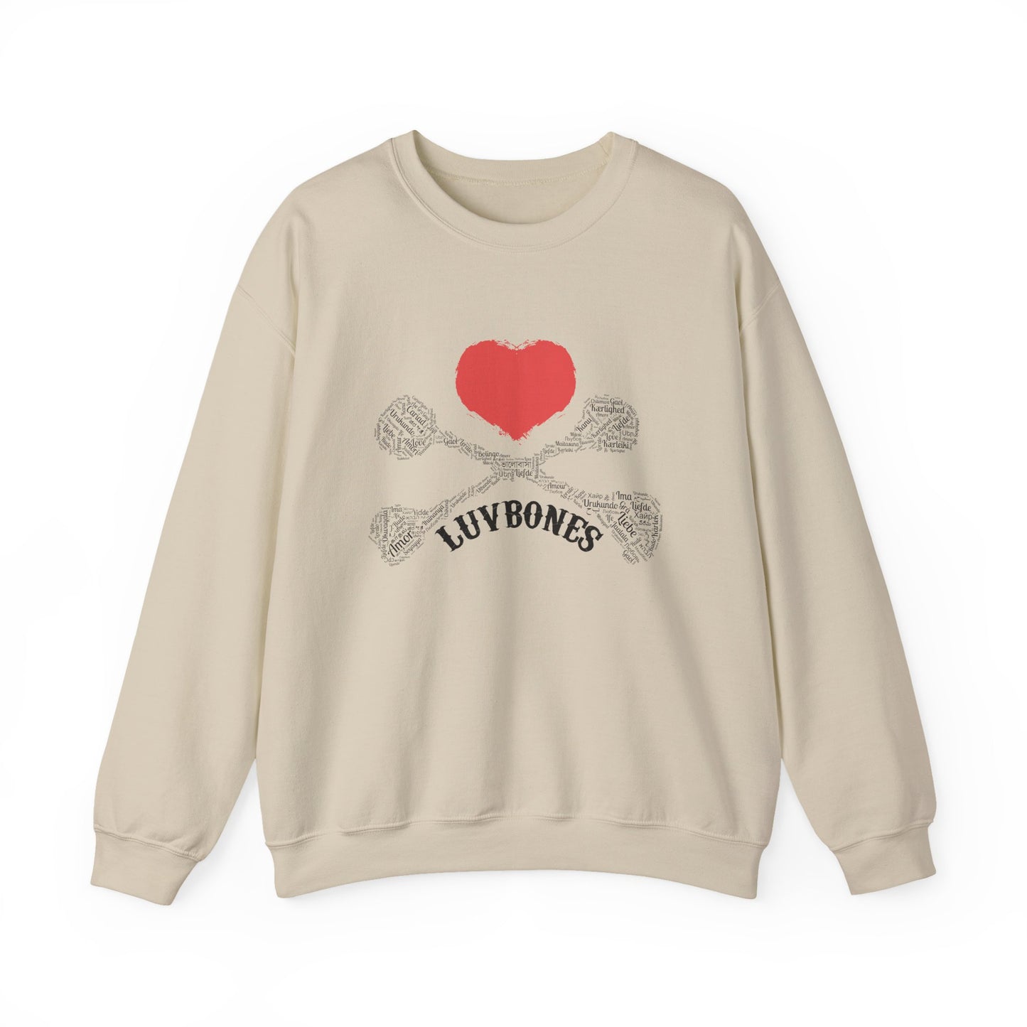 Luvbones - Hearts & Crossbones Sweatshirt, Cozy Unisex Crewneck, Valentine Gift, Edgy Sweatshirt for Him/Her, Casual Wear, Trendy Outfit