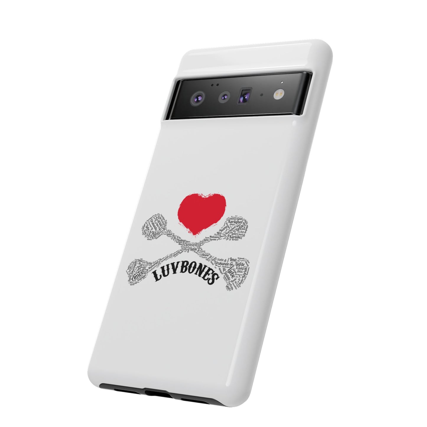 Luvbones - Hearts & Crossbones Phone Case, Tough Cases, Unique Smartphone Accessory, Gift for Him or Her