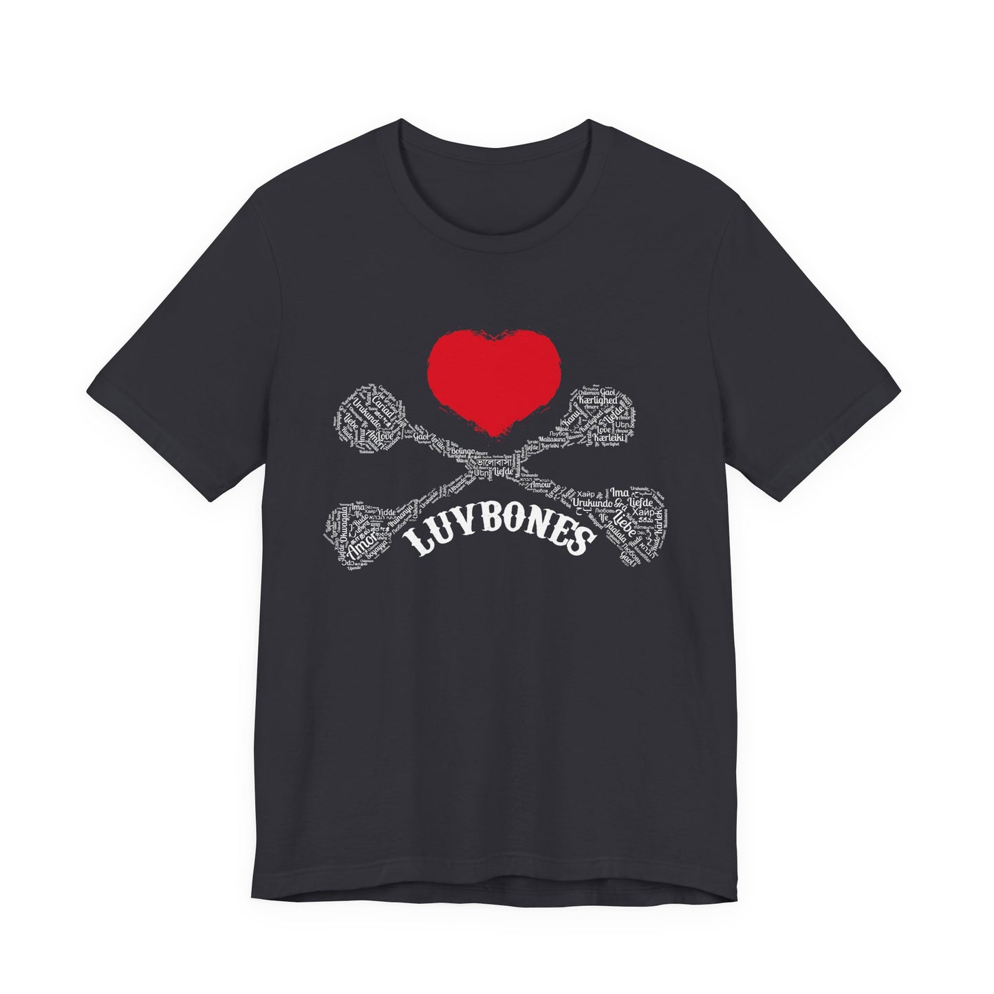 Luvbones - Hearts & Crossbones Unisex Tee, Graphic T-Shirt, Casual Wear, Music Lover Gift, Valentine's Day Shirt, Rock & Roll Style