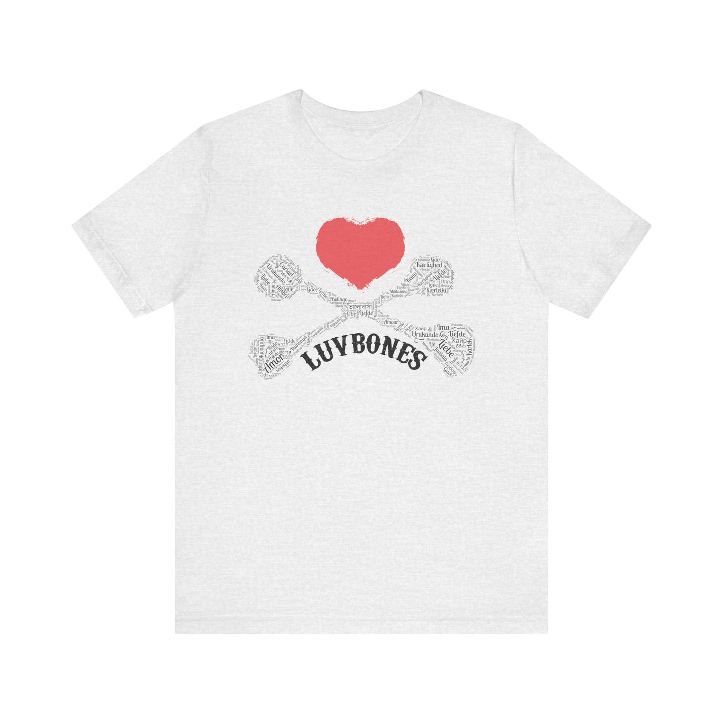 Luvbones - Hearts & Crossbones Unisex Tee, Graphic T-Shirt, Casual Wear, Music Lover Gift, Valentine's Day Shirt, Rock & Roll Style