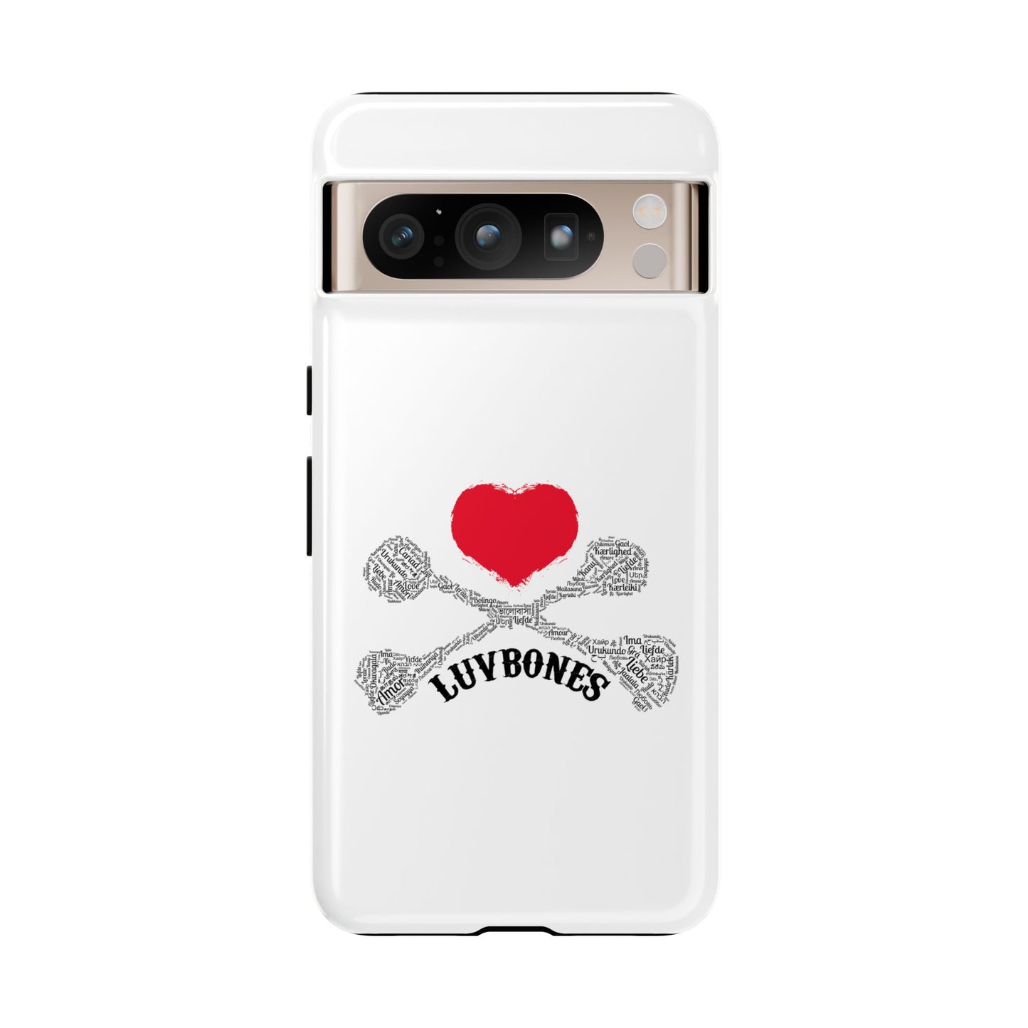 Luvbones - Hearts & Crossbones Phone Case, Tough Cases, Unique Smartphone Accessory, Gift for Him or Her