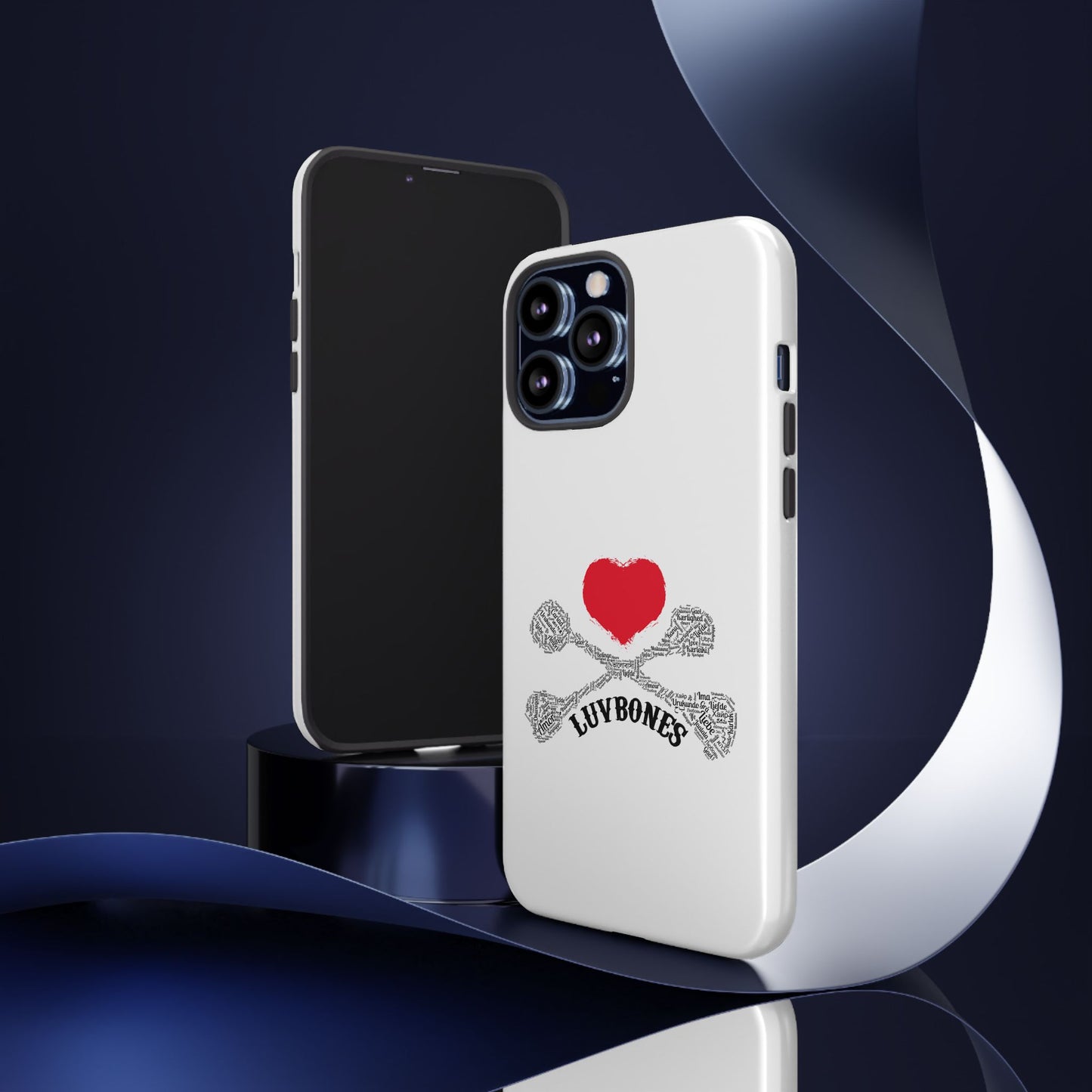 Luvbones - Hearts & Crossbones Phone Case, Tough Cases, Unique Smartphone Accessory, Gift for Him or Her
