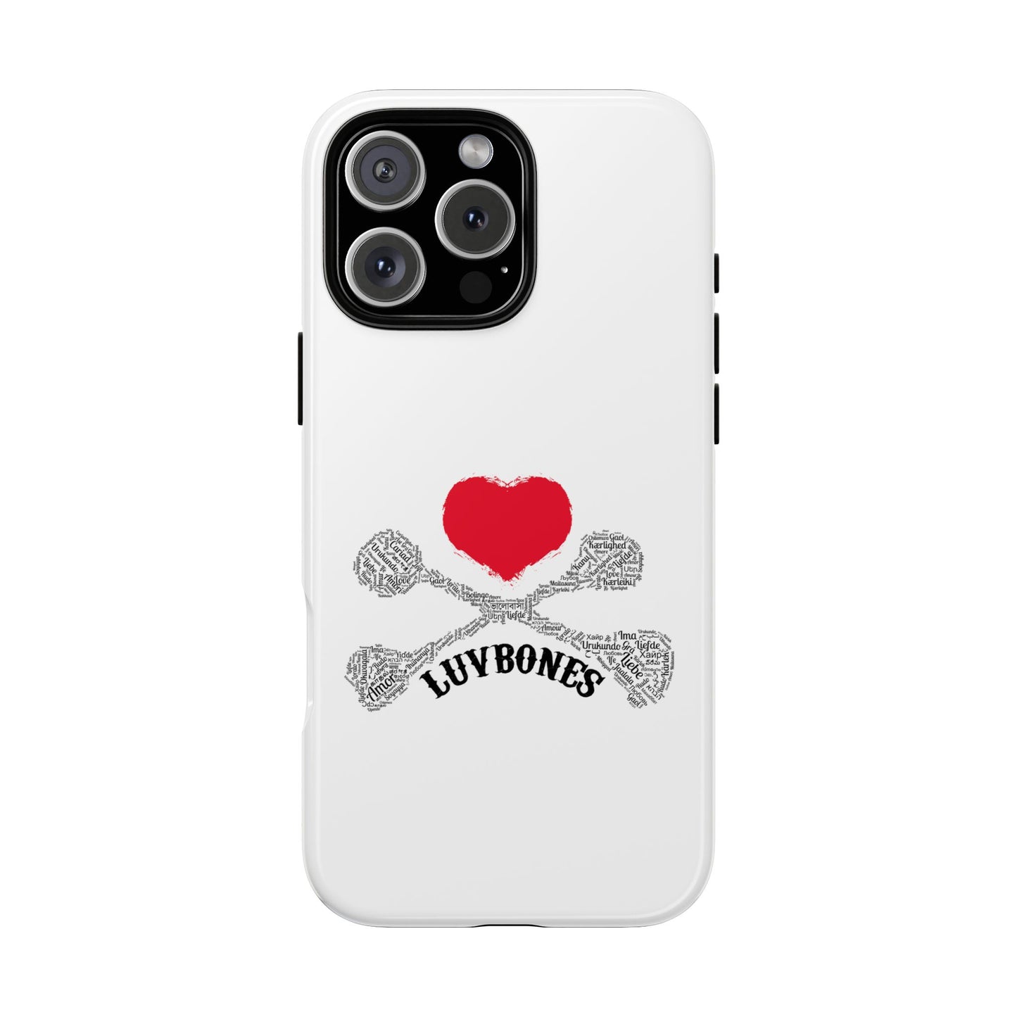 Luvbones - Hearts & Crossbones Phone Case, Tough Cases, Unique Smartphone Accessory, Gift for Him or Her