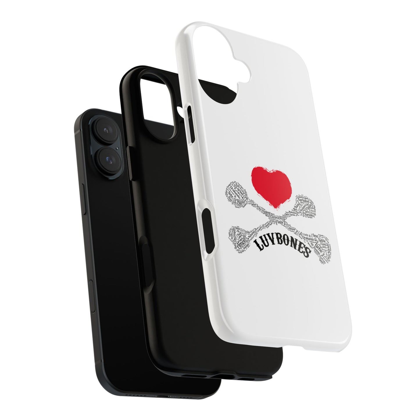 Luvbones - Hearts & Crossbones Phone Case, Tough Cases, Unique Smartphone Accessory, Gift for Him or Her