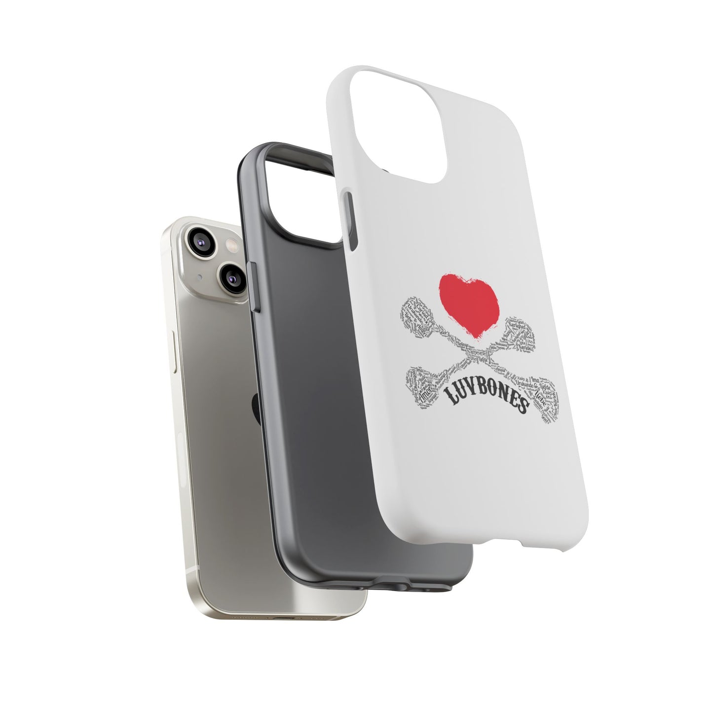 Luvbones - Hearts & Crossbones Phone Case, Tough Cases, Unique Smartphone Accessory, Gift for Him or Her