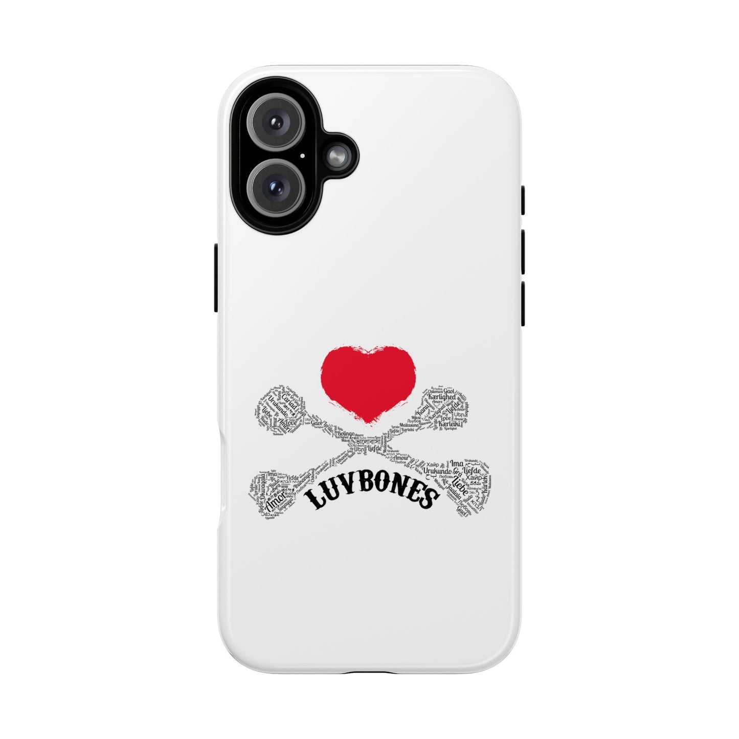 Luvbones - Hearts & Crossbones Phone Case, Tough Cases, Unique Smartphone Accessory, Gift for Him or Her