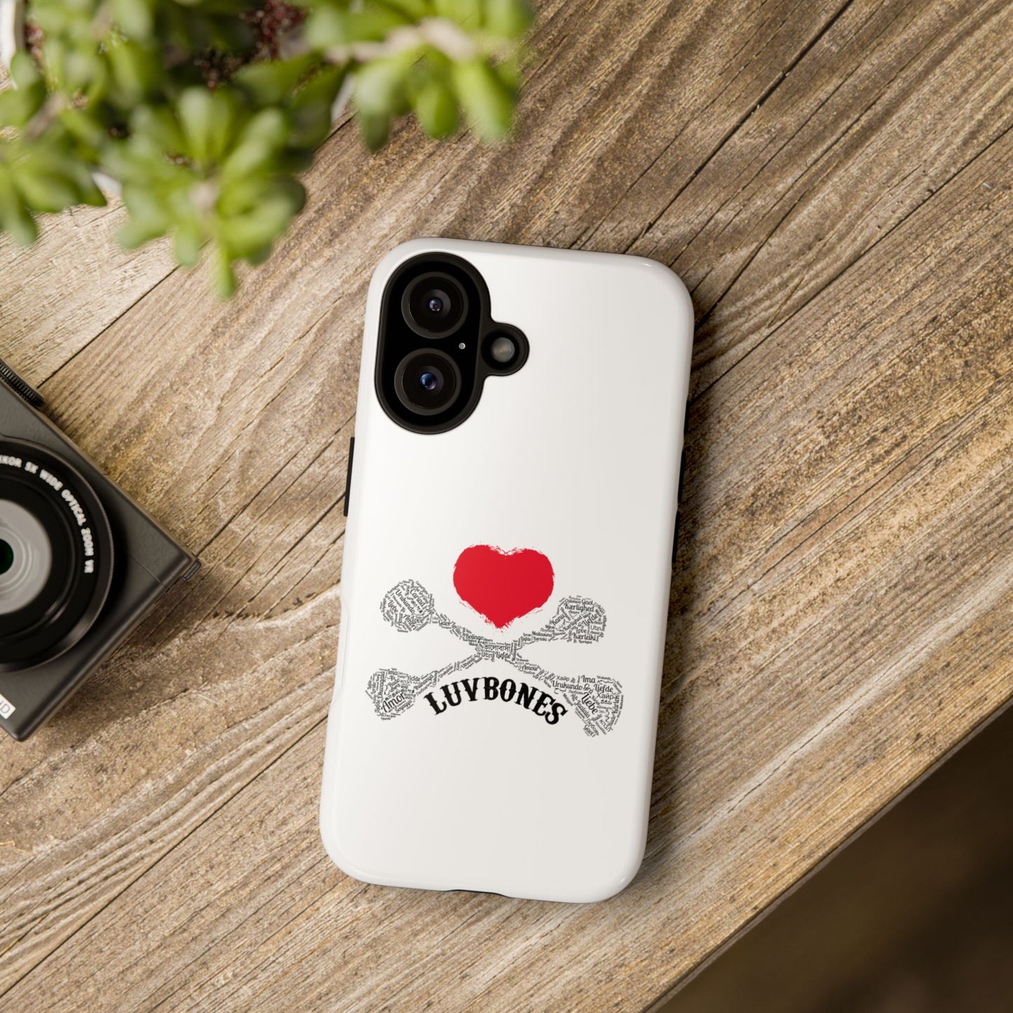 Luvbones - Hearts & Crossbones Phone Case, Tough Cases, Unique Smartphone Accessory, Gift for Him or Her