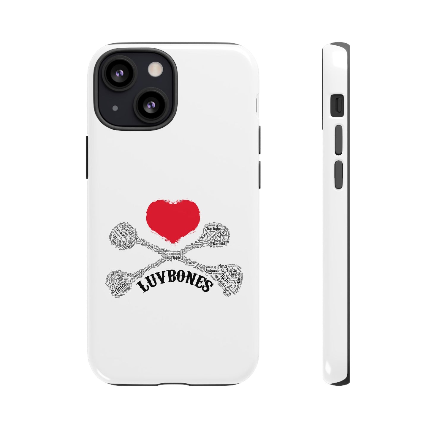 Luvbones - Hearts & Crossbones Phone Case, Tough Cases, Unique Smartphone Accessory, Gift for Him or Her