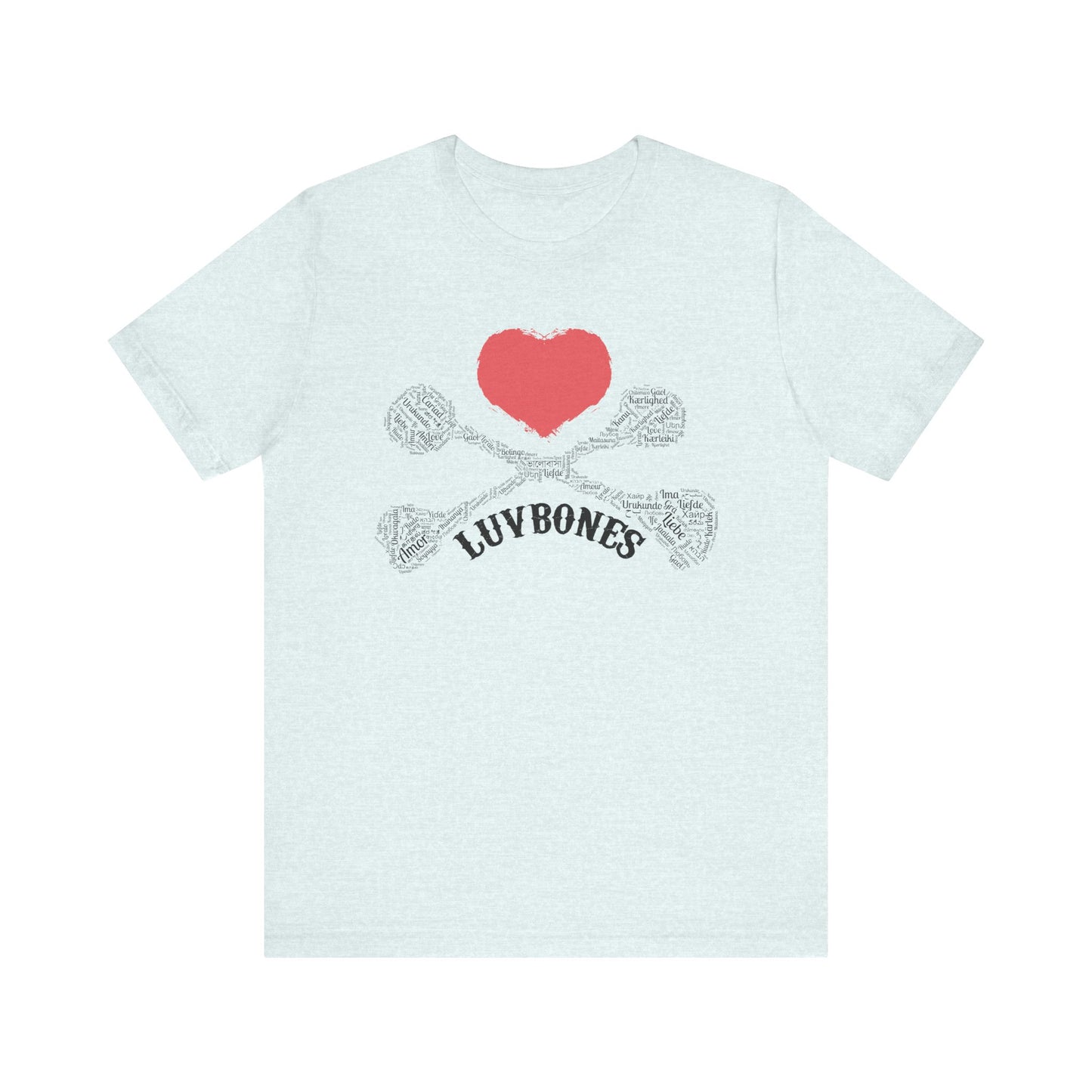 Luvbones - Hearts & Crossbones Unisex Tee, Graphic T-Shirt, Casual Wear, Music Lover Gift, Valentine's Day Shirt, Rock & Roll Style
