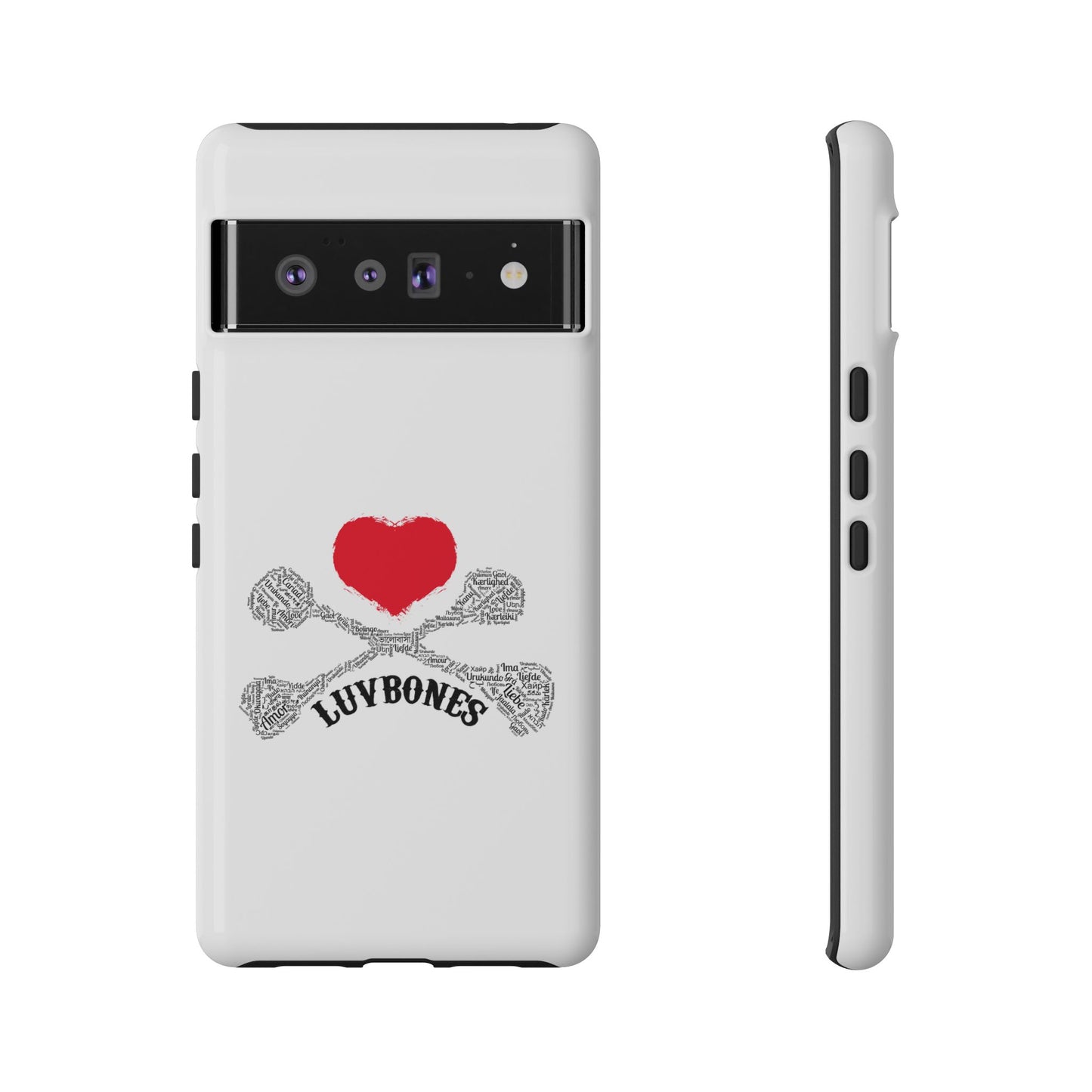 Luvbones - Hearts & Crossbones Phone Case, Tough Cases, Unique Smartphone Accessory, Gift for Him or Her