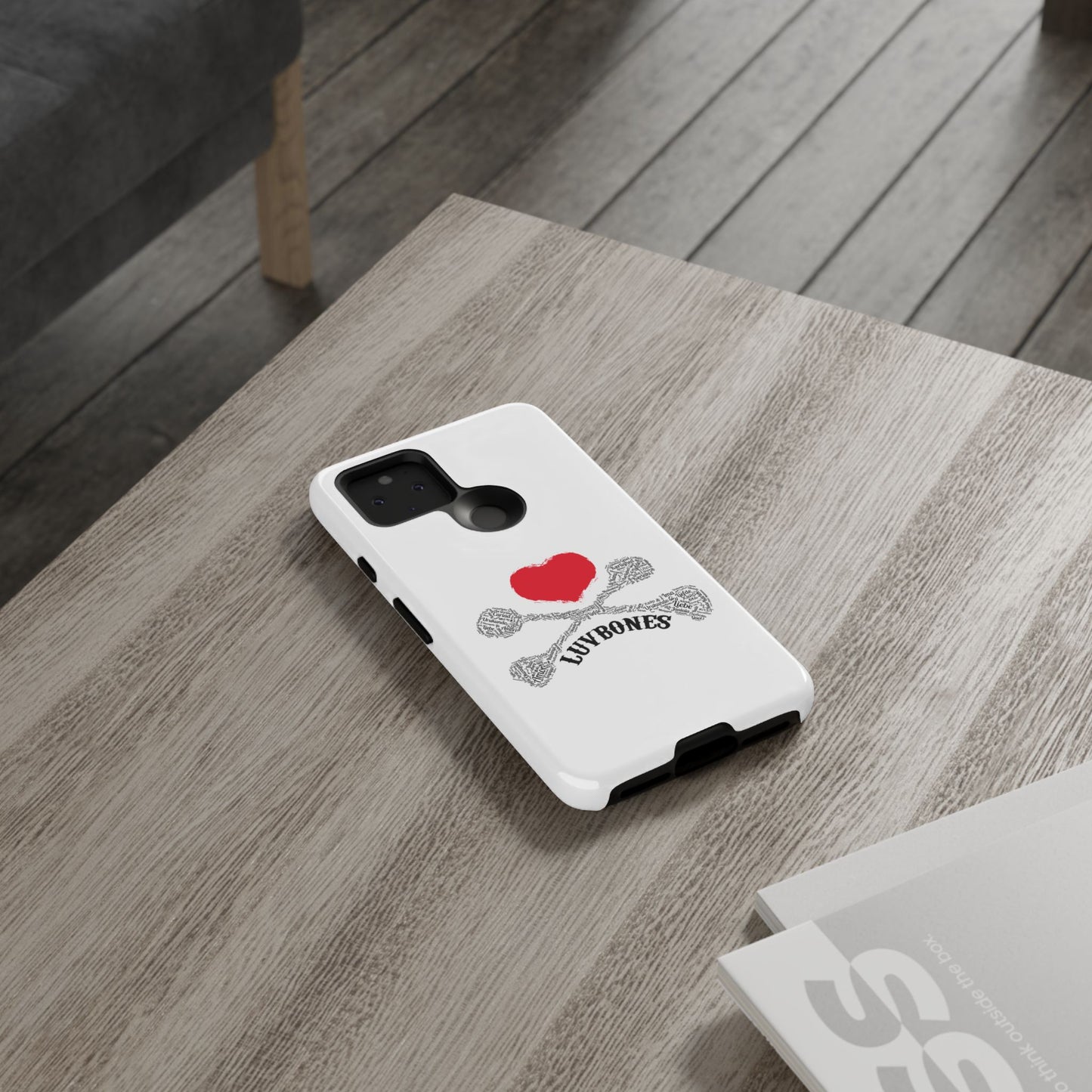 Luvbones - Hearts & Crossbones Phone Case, Tough Cases, Unique Smartphone Accessory, Gift for Him or Her