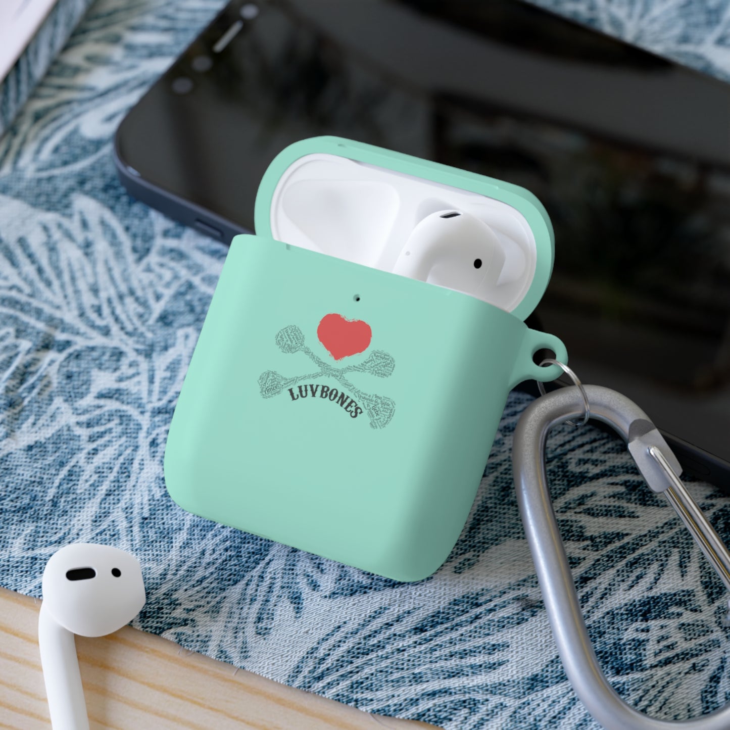 Luvbones - Hearts & Crossbones Stylish AirPods Case Cover | Fun Accessory, Unique Gift, Wireless Earbuds Cover, Trendy Tech Protection