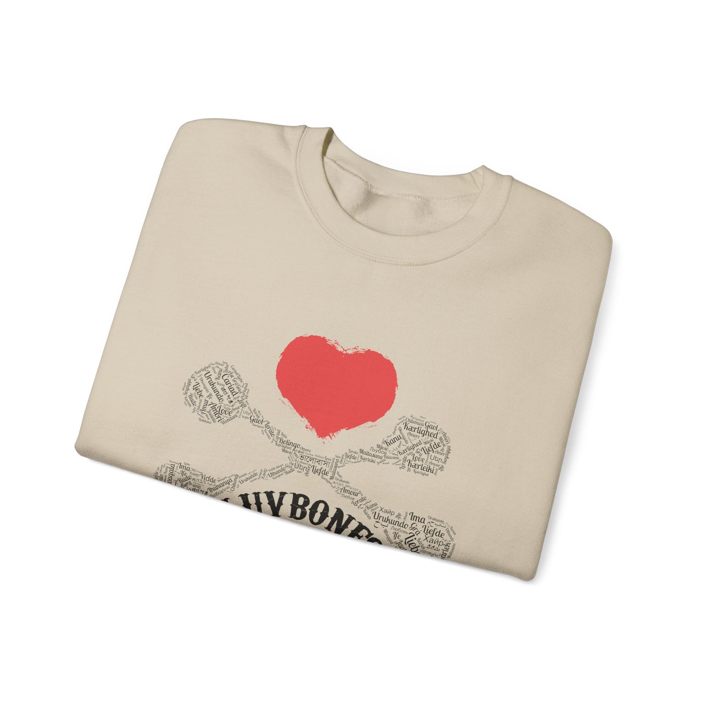 Luvbones - Hearts & Crossbones Sweatshirt, Cozy Unisex Crewneck, Valentine Gift, Edgy Sweatshirt for Him/Her, Casual Wear, Trendy Outfit